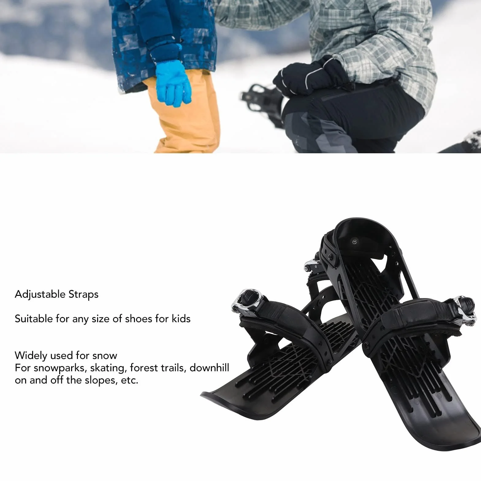 Mini łyżworolki, mini buty narciarskie, możliwość dopasowania do butów narciarskich, łyżworolek, snowboardów, na stoki zjazdowe, sporty zimowe