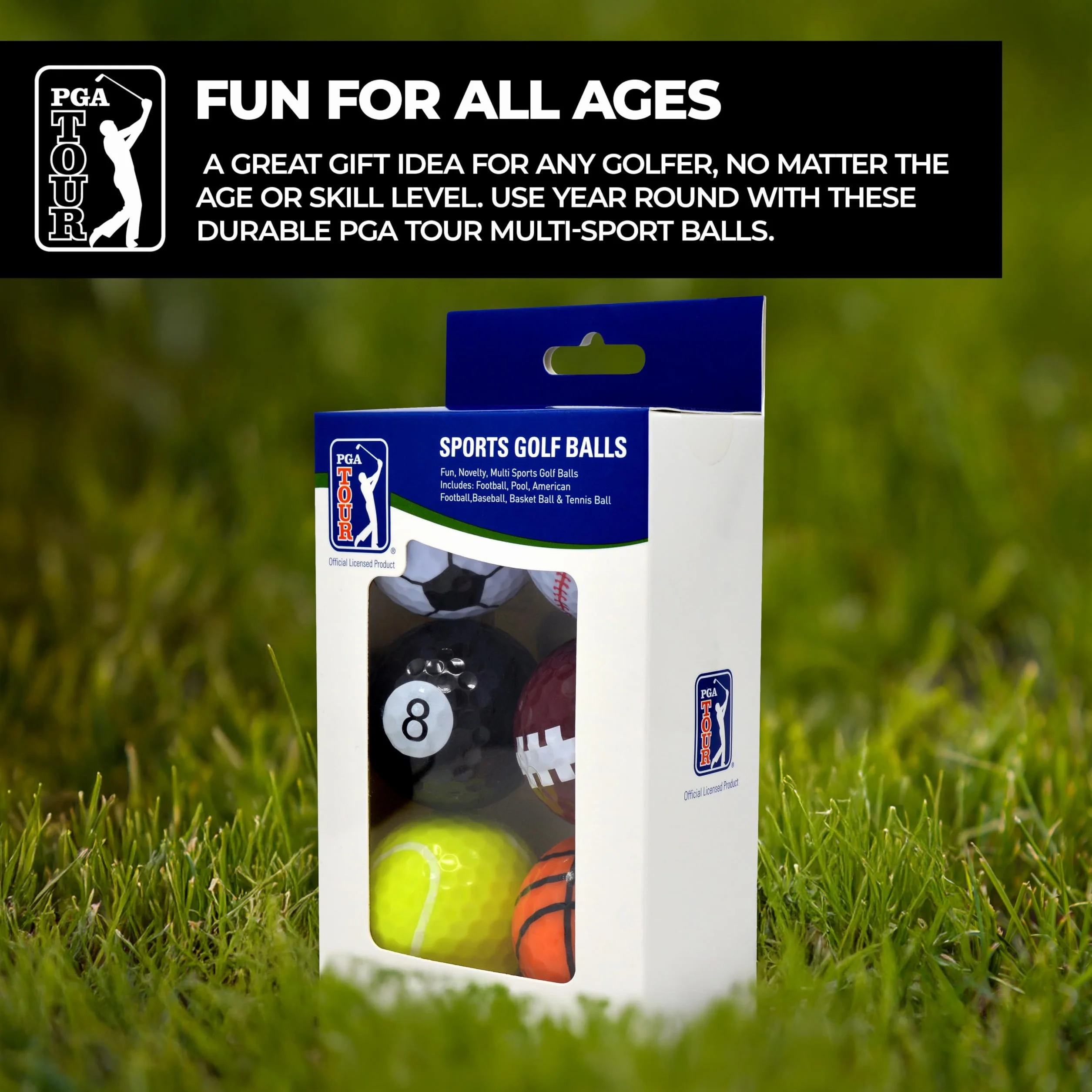 PGA TOUR zabawne sportowe piłki golfowe (zestaw 6 sztuk), unisex, wielokolorowe