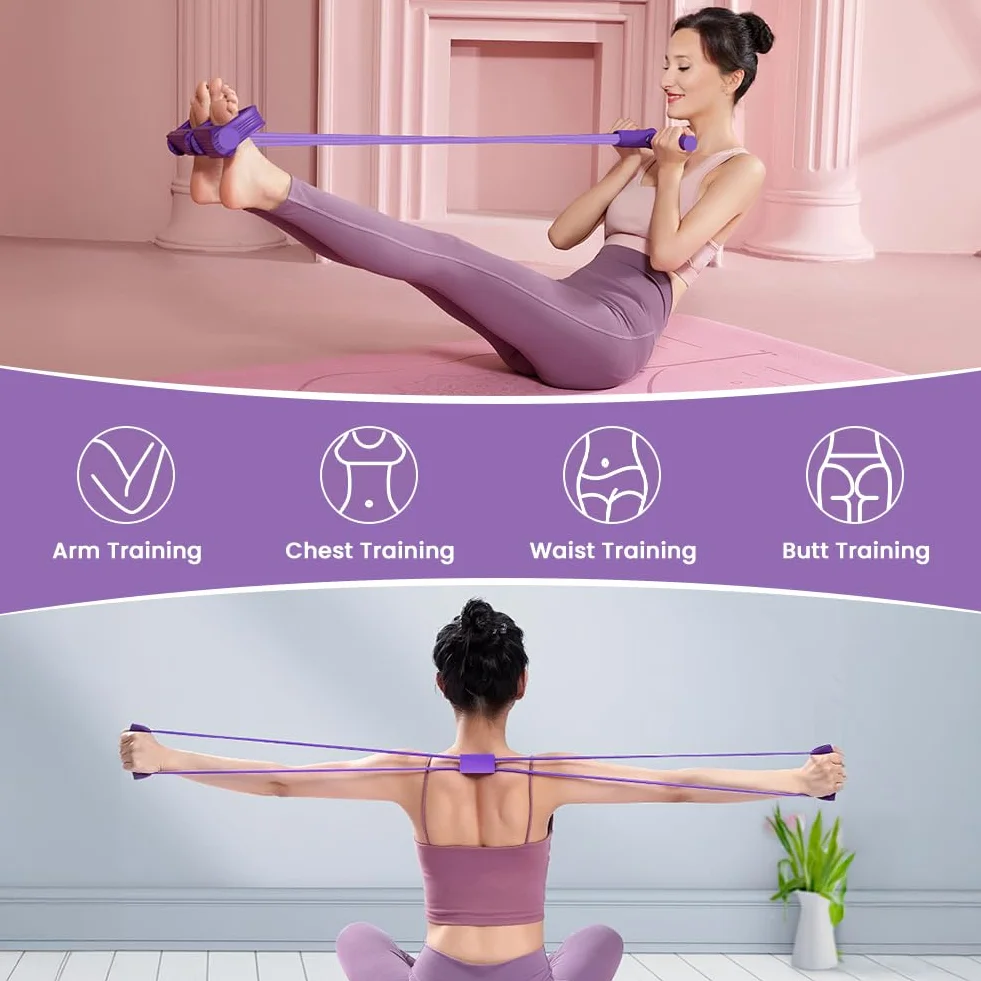 Zestaw pierścieni do pilatesu, 15''/38cm Magic Circle z podwójnymi uchwytami, 6-częściowy zestaw niezbędnych akcesoriów do pilatesu zawierający lateksową taśmę oporową, piłkę do jogi, elastyczny