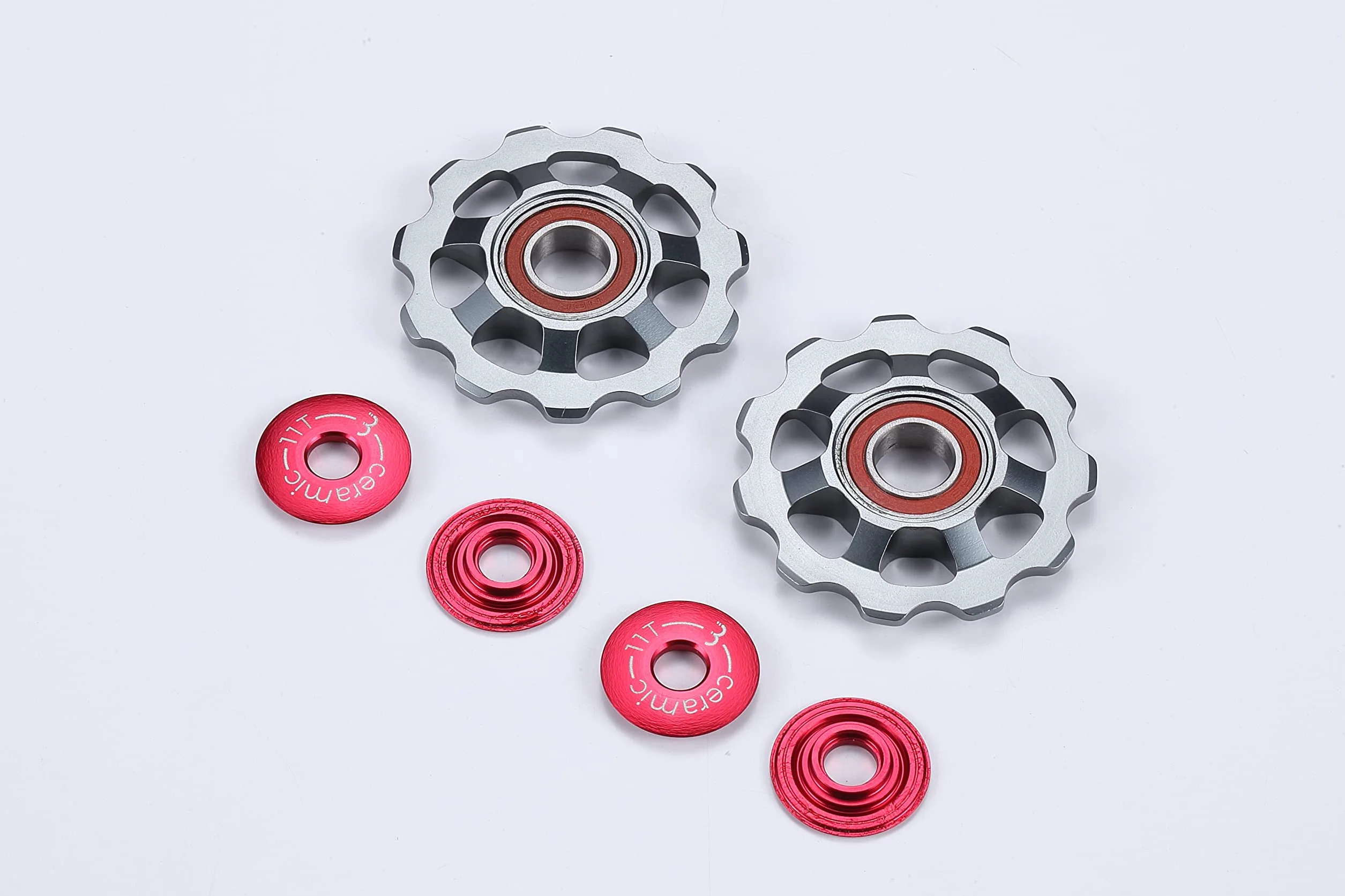 BBB Cycling 11-T Ceramic 7075 przerzutka ze stopu aluminium koła dżokejowe SRAM Shimano i Campagnolo kompatybilne koła pasowe łożyska ceramiczne 9-10- i 11-biegowe AluBoys BDP-22, szare
