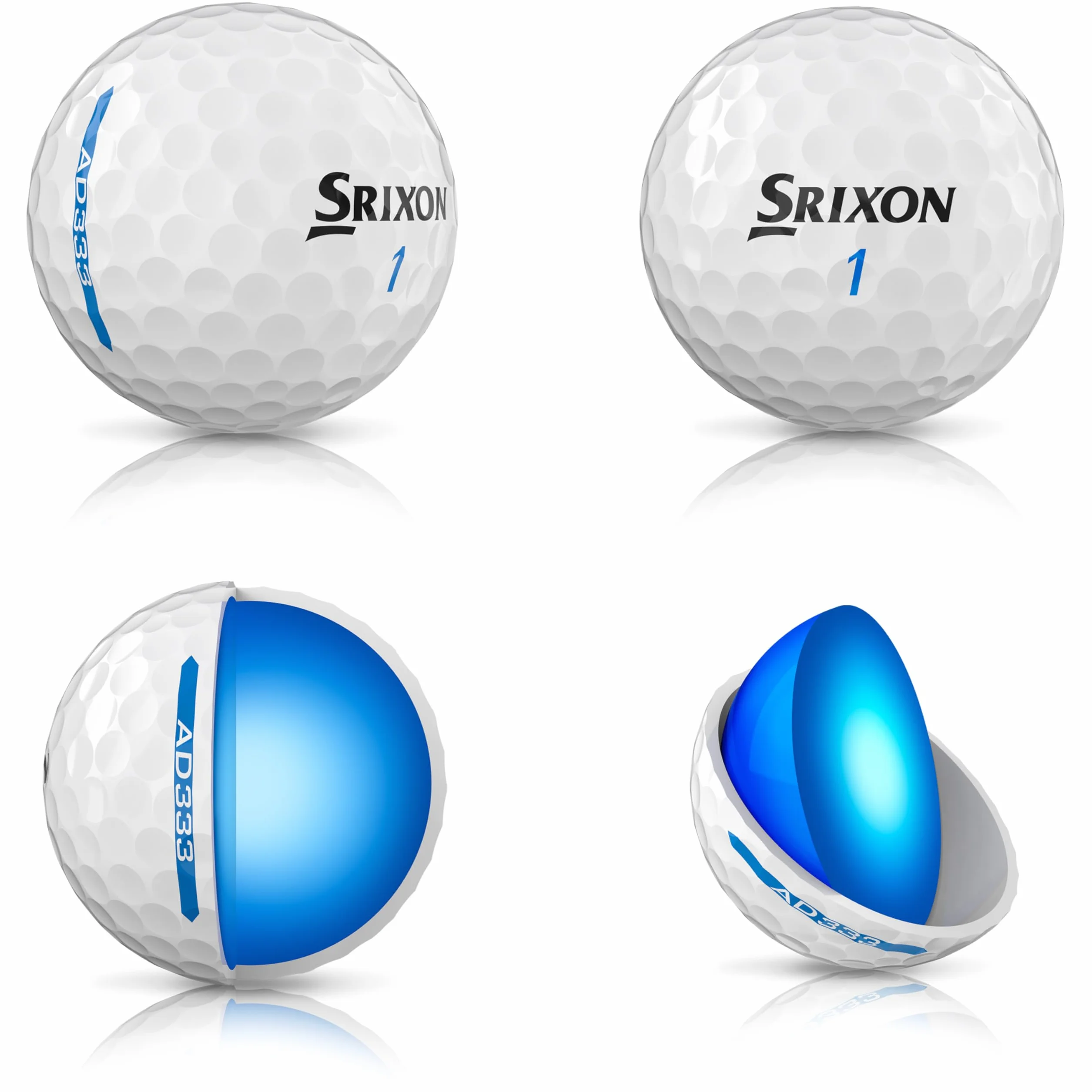 Srixon AD333 11 - Piłki golfowe o wysokiej wydajności i prędkości - niska kompresja - dla spójności i kontroli - linia wyrównująca - akcesoria golfowe premium i prezenty golfowe, białe