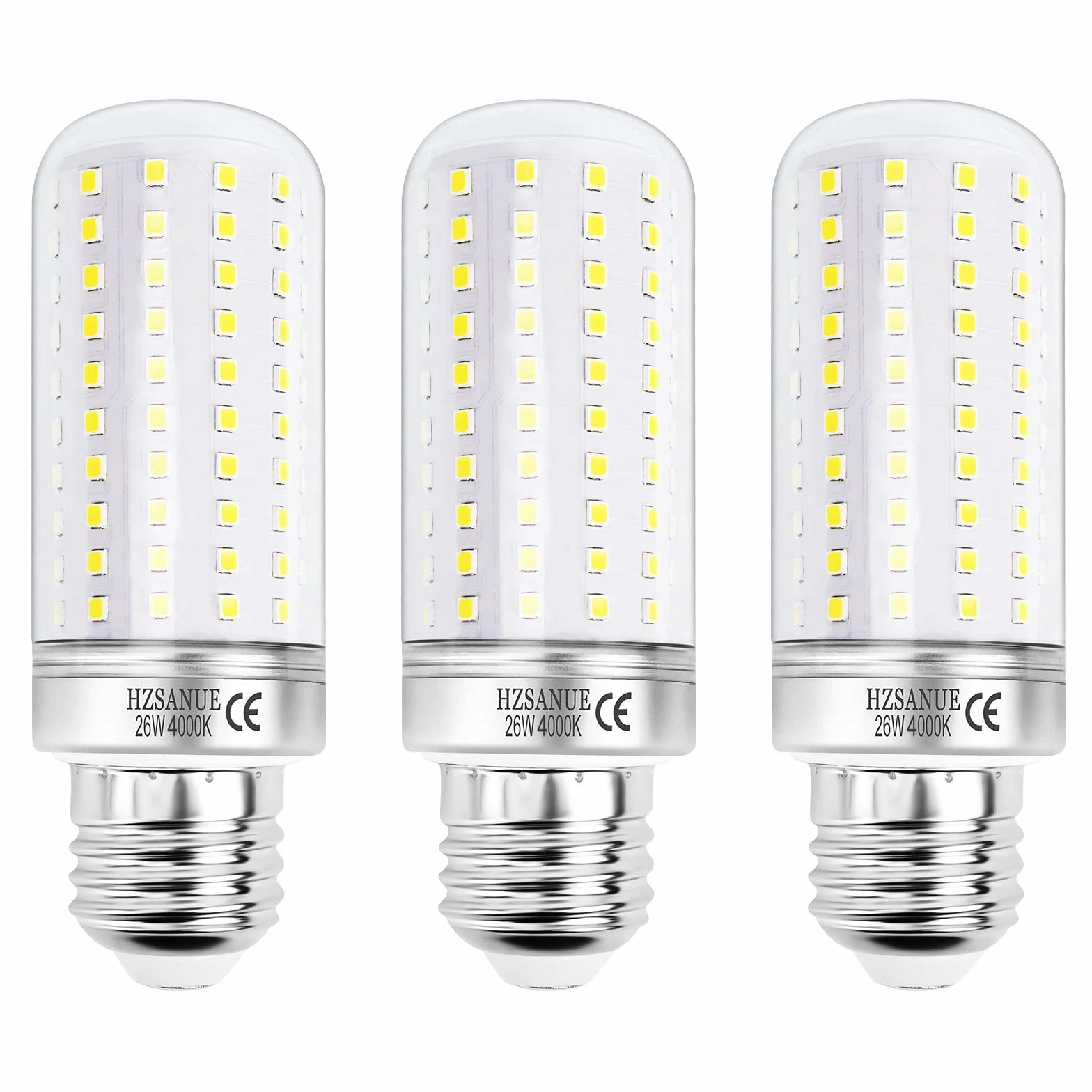 E27 Żarówki LED Kukurydziane 26W 4000K Neutralny Biały 2900 lm Odpowiednik 200W Opakowanie 3 szt