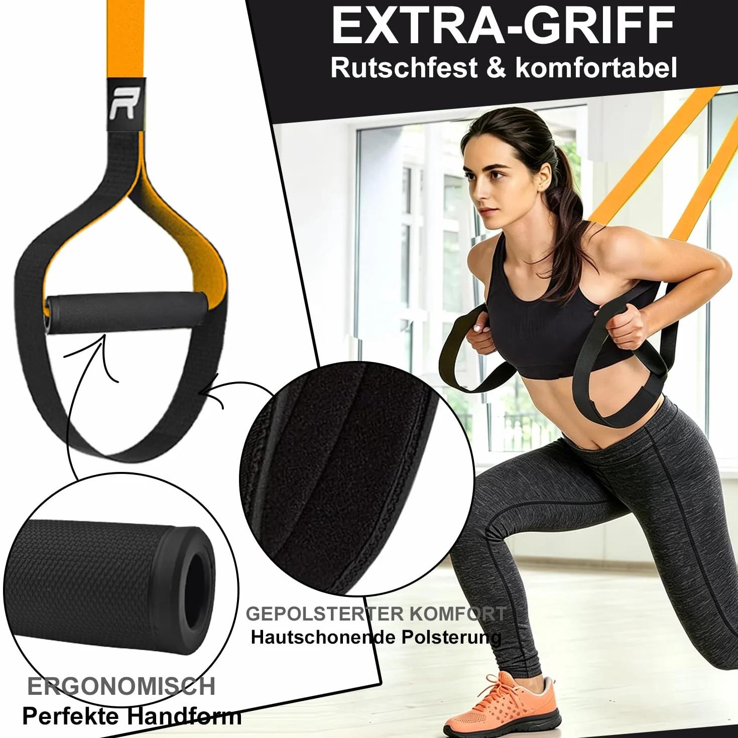 RHINOSPORT Sling Trainer Zestaw taśm treningowych regulowana z kotwicą drzwiową