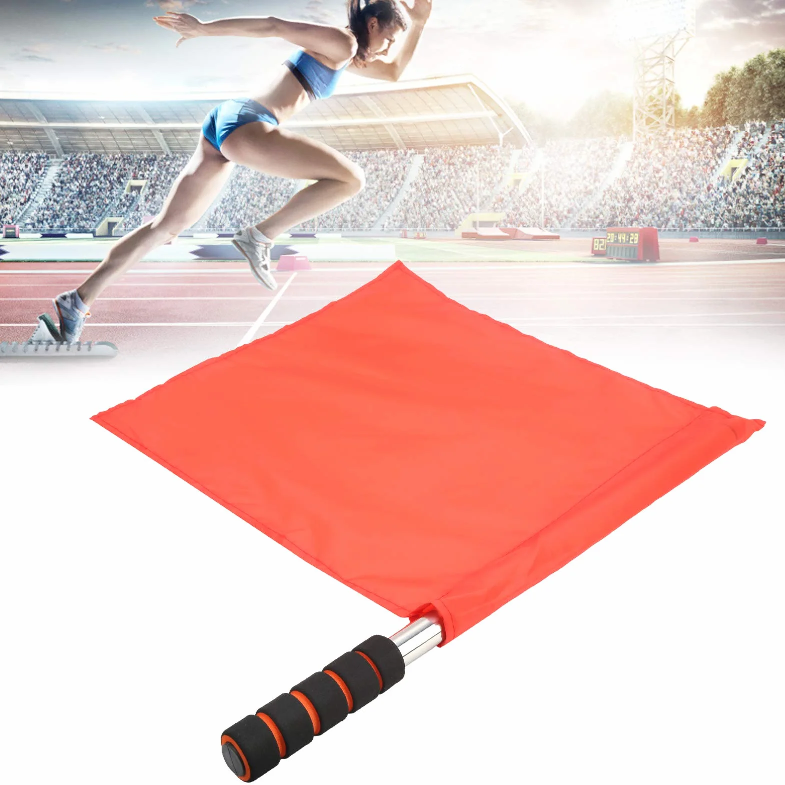 2 Szt. Flaga Sędziego Sportowego, Flaga Ręczna ze Stali Nierdzewnej, Czerwona Flaga Sygnałowa, Gąbkowy Uchwyt, Specjalne Flagi Sportowe Patrolowe, Flaga Liniowego, Oficjalna Flaga Wydajności do Piłki