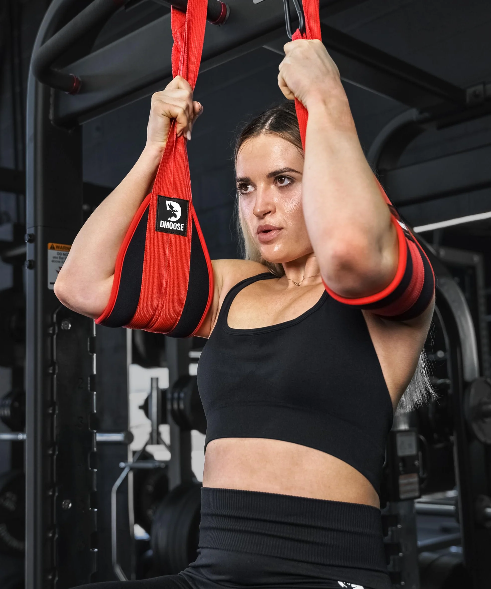 DMoose Fitness Wiszące pasy biodrowe do drążków do podciągania i treningu siłowego – grubo wyściełany pas na ramię do podciągania się brzucha z 2 nierdzewnymi karabińczykami – pasy do podciągania do