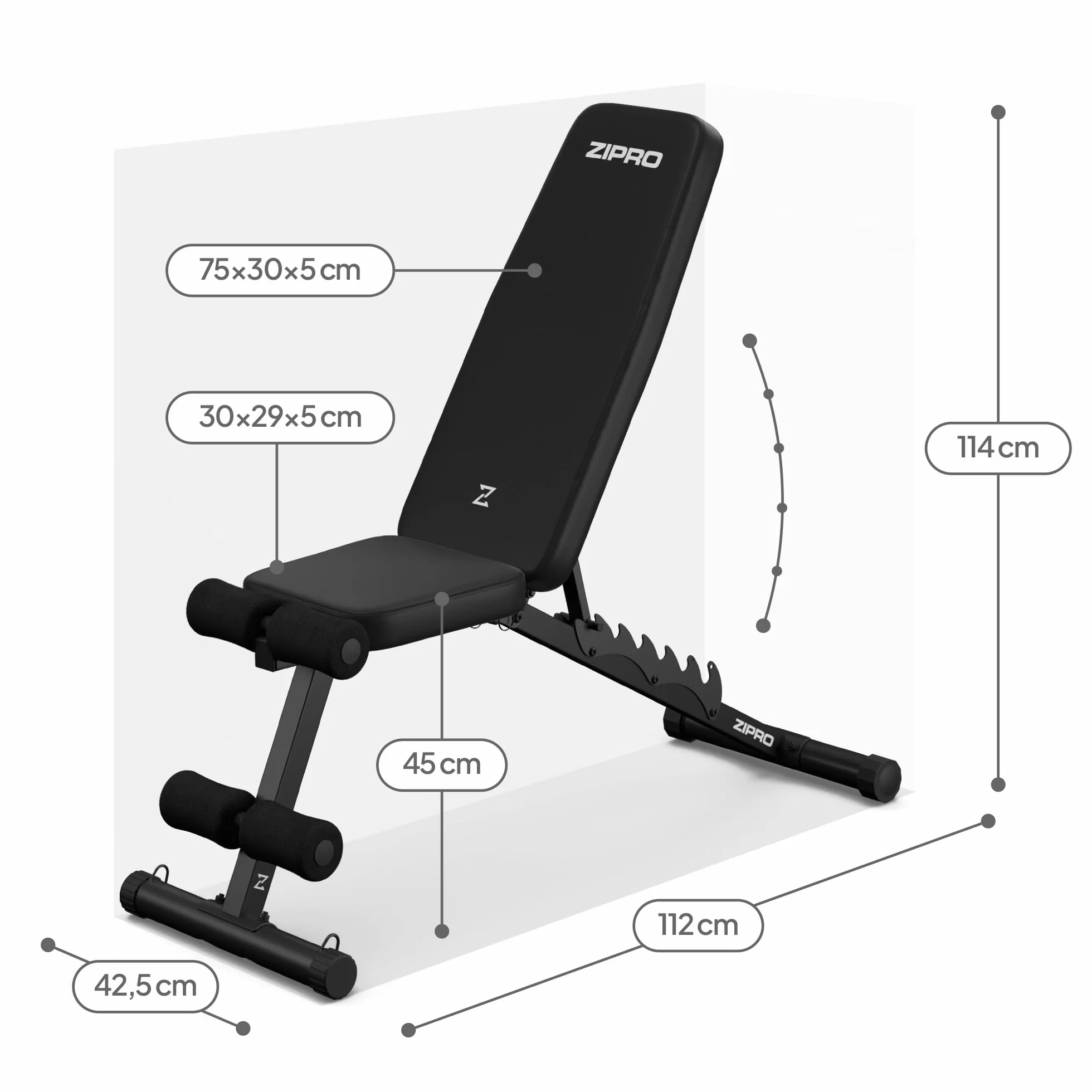 Zipro Uniseks 11926643 Ławka Treningowa, Czarny, do 230 kg