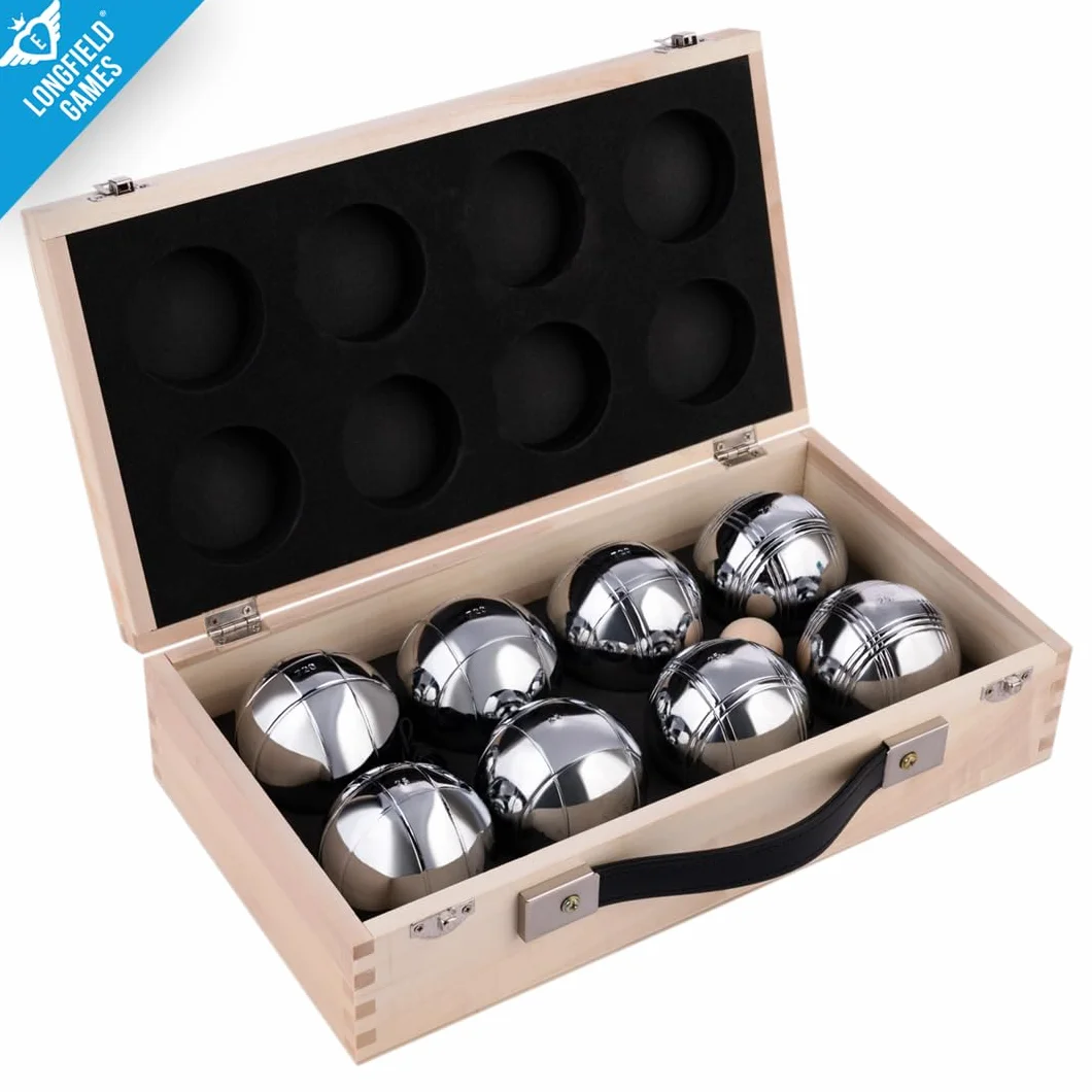 Weiblesgry 010206 – zestaw boules w drewnianej skrzynce, 8-częściowy