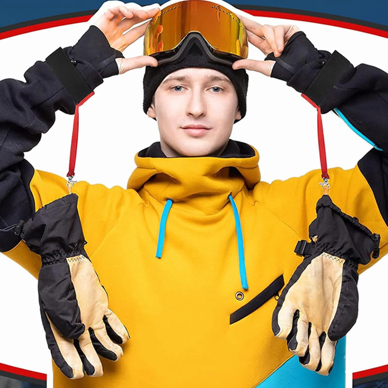 4 szt. Paski do rękawic narciarskich, rękawice narciarskie paski na nadgarstek, elastyczne paski do rękawiczek, sportowy pasek bezpieczeństwa do zawieszania rękawiczek, rękawice narciarskie