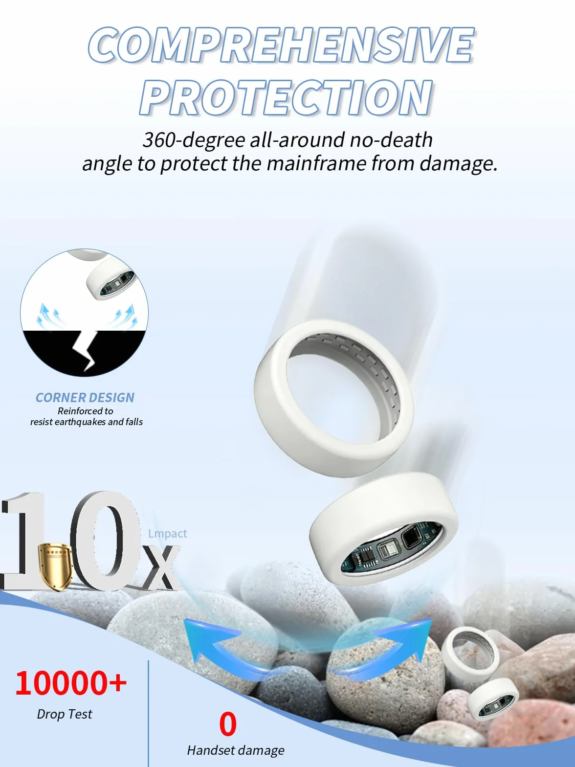 Silikonowe etui ochronne do OURA Ring 5 Smart Ring, odporne na zarysowania i uderzenia, miękkie etui ochronne na pierścionki, pasuje do rozmiaru M (10/11/12/13), czarne i białe