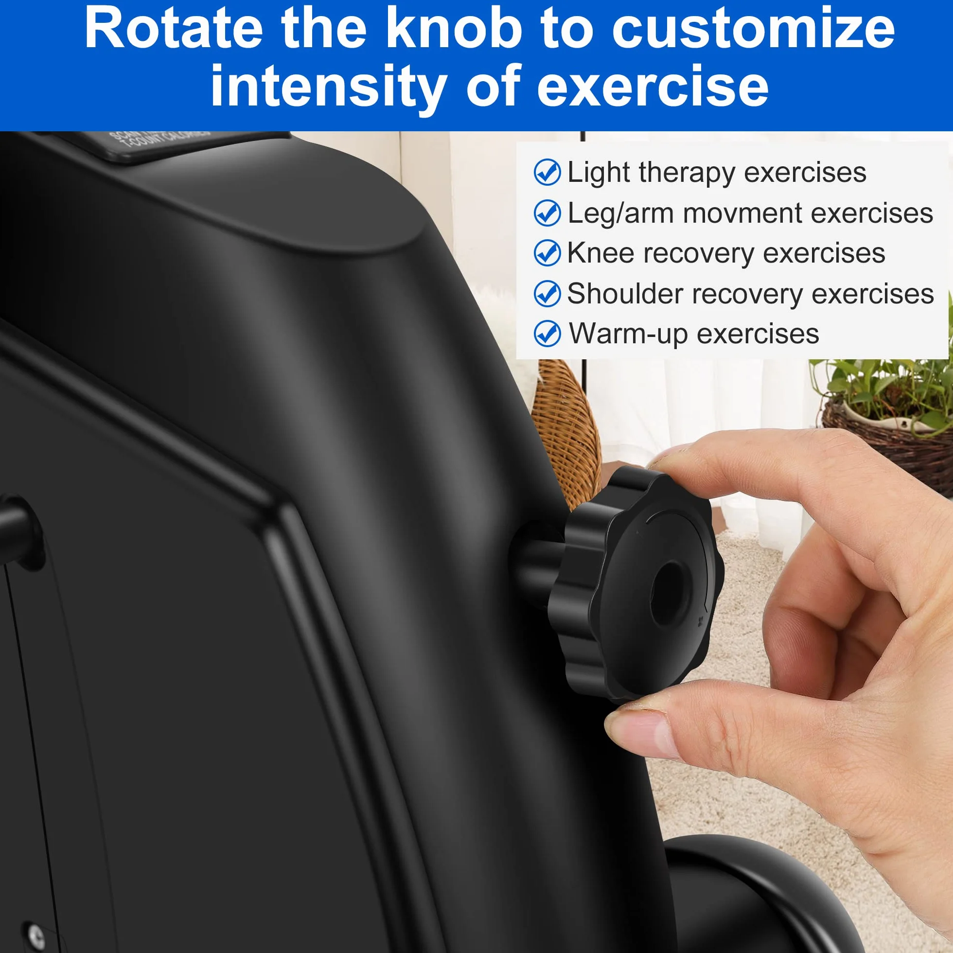 Mini rower treningowy do ćwiczeń nóg i ramion, do ćwiczeń o niskiej rezystancji i niskiej intensywności, przenośny rower treningowy