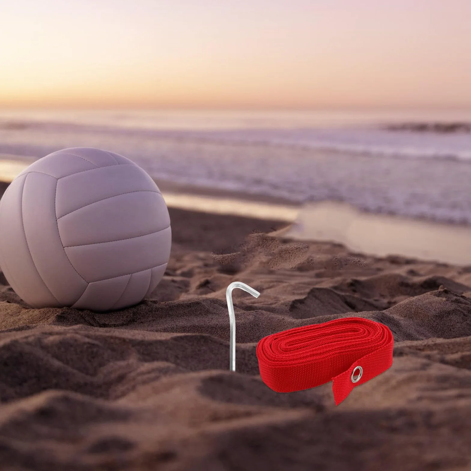 Toyvian 6 Szt. Taśma Do Oznaczania Boiska Do Siatkówki Plażowej z Kotwami Doziemnymi Odporna na Warunki Atmosferyczne
