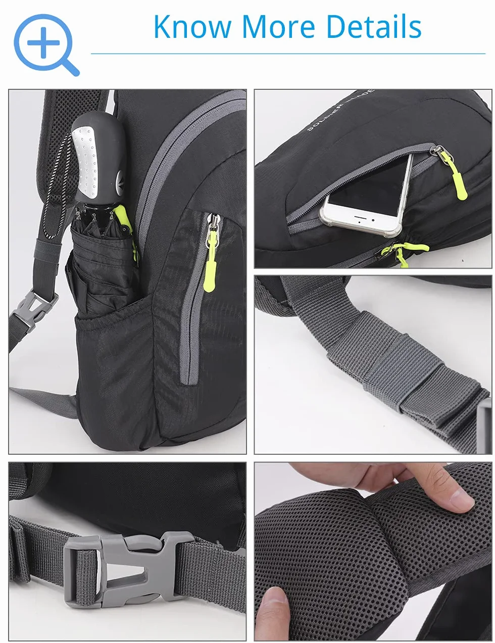Torba na klatkę piersiową, mały plecak na ramię, wodoodporny nylon, poduszka z siatki o strukturze plastra miodu, lekki mały plecak na wędrówki, podróże, jazdę na rowerze, wędrówki z psem
