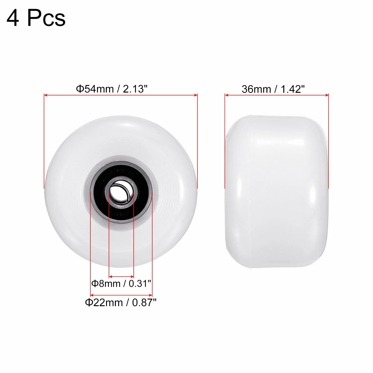 PATIKIL 54 mm koło do deskorolki z łożyskami ABEC-9, 4-pak koła uliczne do deskorolek Cruiser koło zapasowe 85A, białe