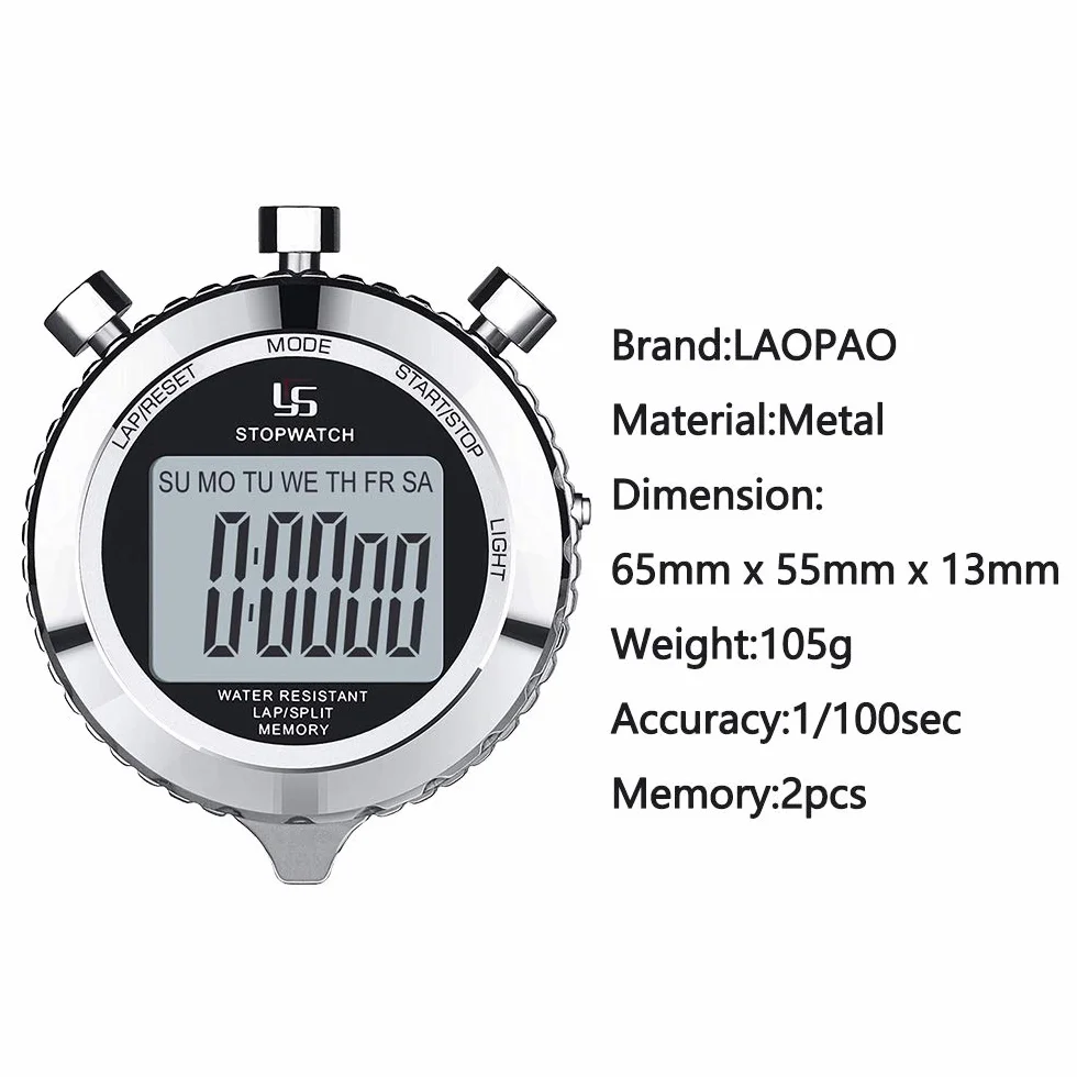 LAOPAO Stoper 1/100 sekund wodoszczelny elektroniczny chronograf timer z lampką