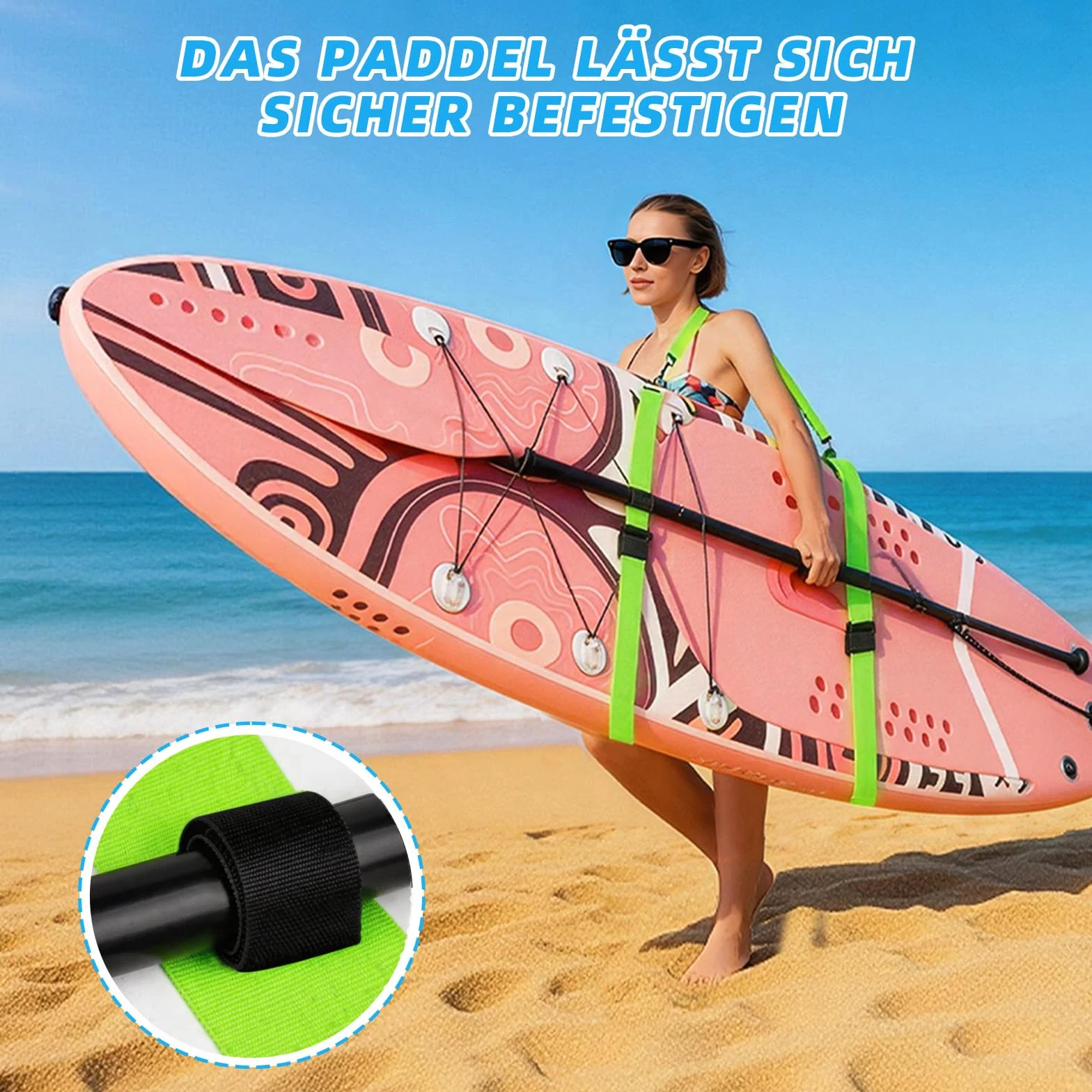 SUP pasek do noszenia, regulowany pasek do noszenia, akcesoria SUP, pasek do noszenia deski surfingowej, deski do wiosłowania, kajaka, longboard, kajaka i SUP Paddle