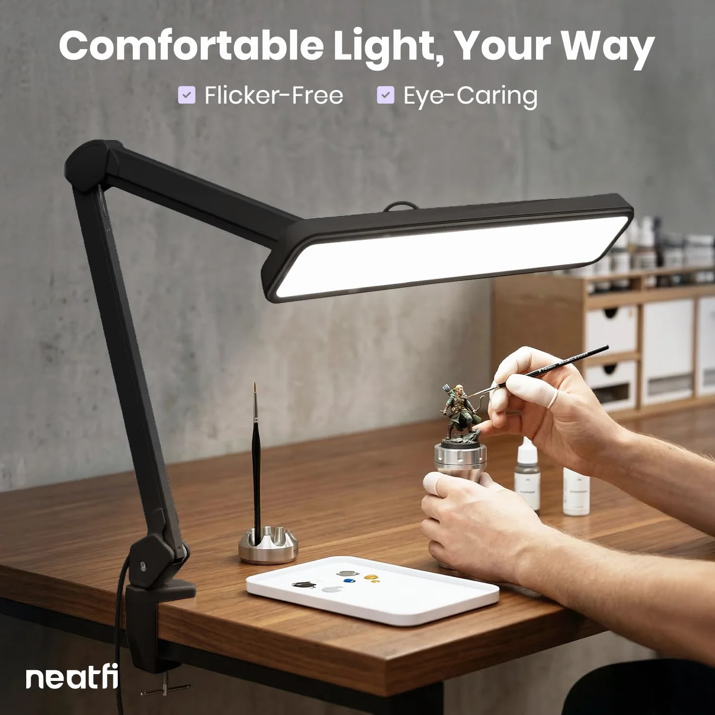 Neatfi XL 2500 lumenów lampa stołowa LED 30W 5 tryby oświetlenia 324 SMD-LED szerokość 56 cm Czarny