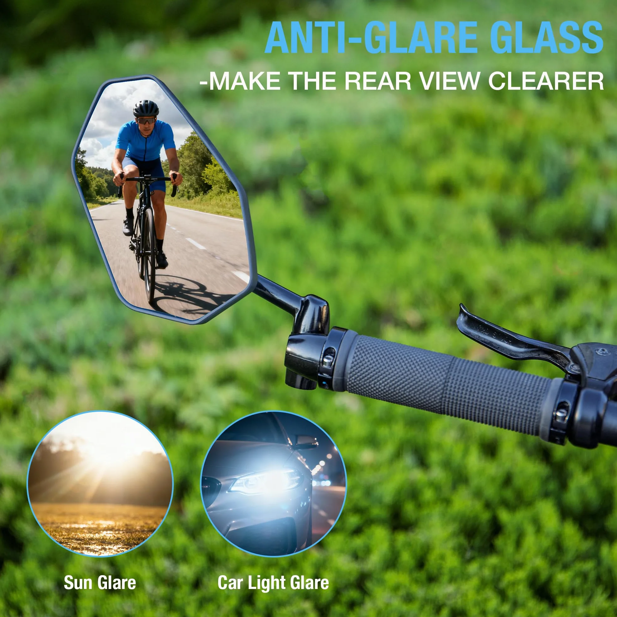 Lusterko rowerowe z systemem antywibracyjnym – regulowane 360° lusterko na końcówkę kierownicy – lusterko wsteczne do roweru, MTB, e-bike i hulajnogi