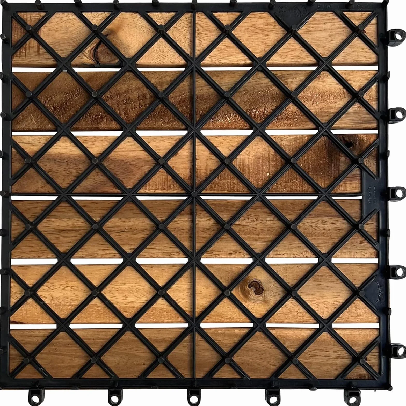 Balkon Bodenbelag 30×30cm Akazien goldenes Teakholz Holzfliesen Terassenboden außen 10 Fliesen 0,9m²