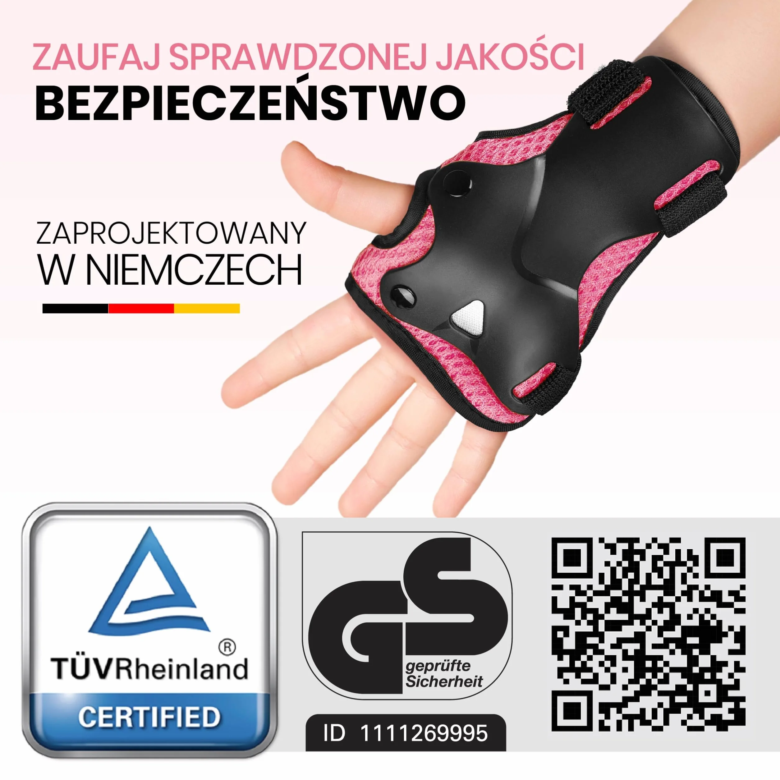 99FLIPS Ochraniacze dla dzieci z certyfikatem GS [Zestaw 6 szt.] - GRIND - S/M Różowe - Ochraniacze na rolki dla dzieci - Zestaw ochraniaczy na kolana i łokcie - Protektory na rolki