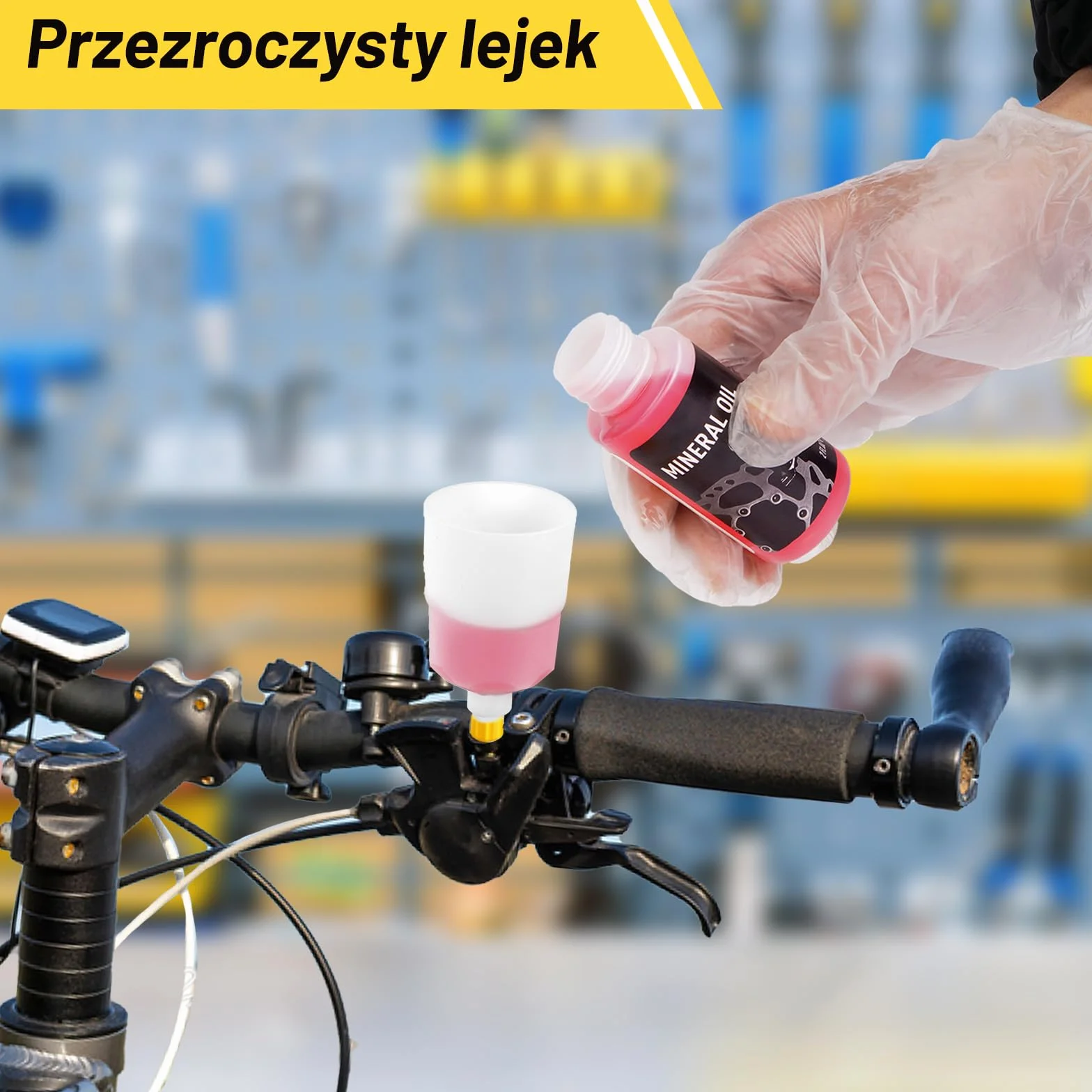 Zestaw do odpowietrzania hamulców SHIMANO TEKTRO MAGURA hydrauliczne tarczowe 120 ML Mineralny Płyn Hamulcowy Przezroczysty Lejek