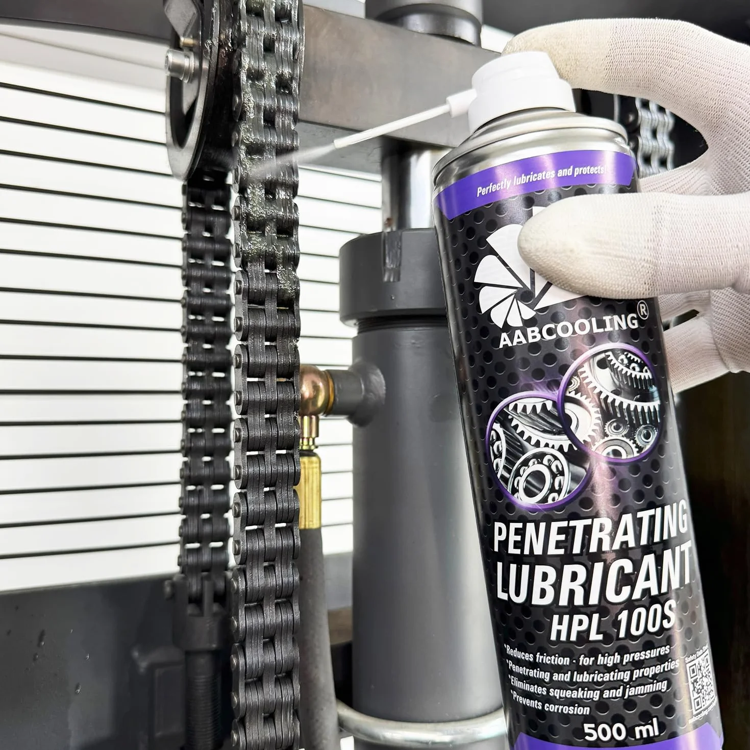 AABCOOLING HPL 100S Smar rowerowy 500 ml – olej penetrujący w sprayu do łańcuchów i przekładni, smar, do użytku na zewnątrz, produkt wielofunkcyjny, przeciw skrzypieniu, konserwacja roweru K6