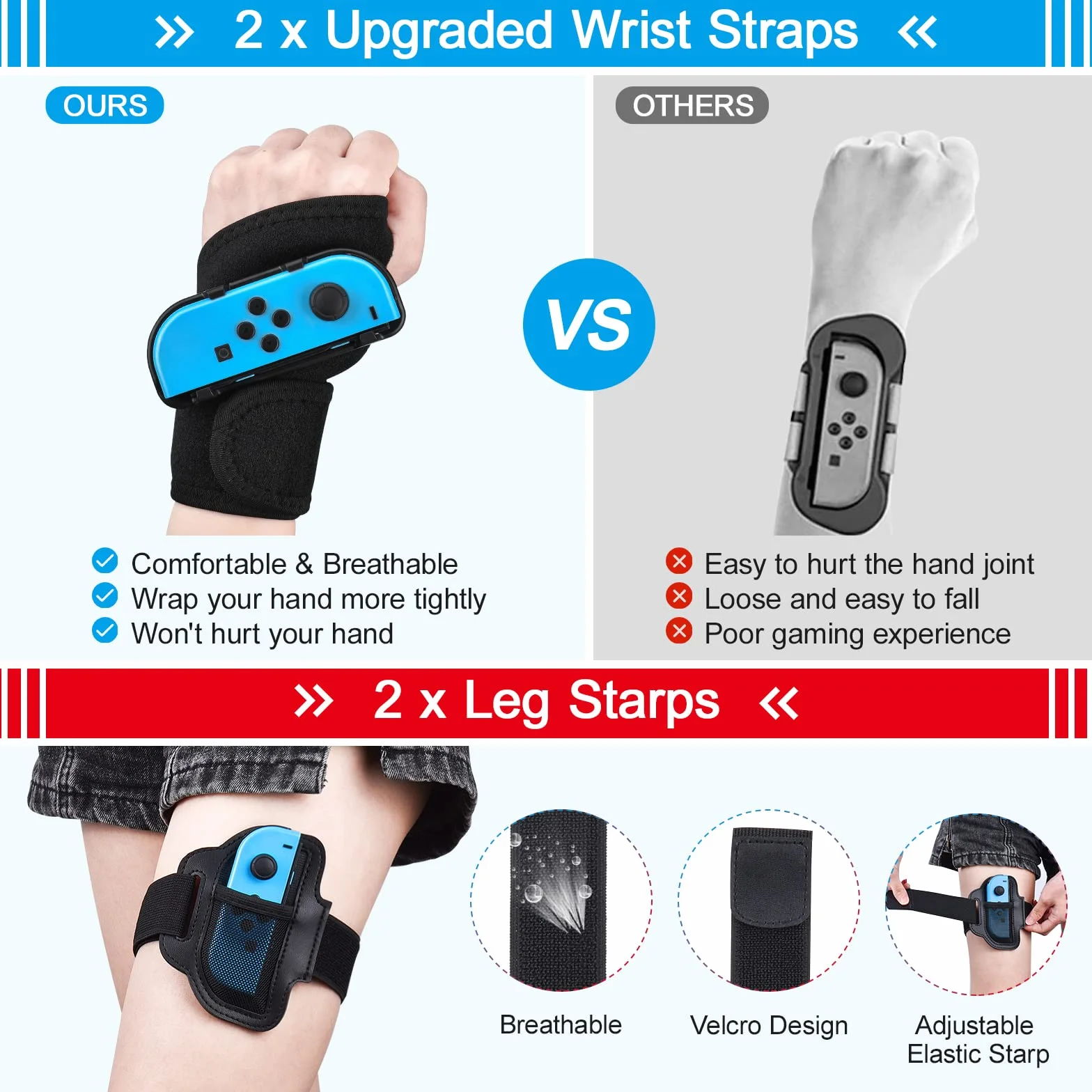 Zestaw akcesoriów sportowych 14 w 1, zestaw innoAura Switch Sports z kierownicą Switch, uchwytem Switch J-Con, rakietą tenisową, paskiem na nogę kompatybilnym z przełącznikiem/Switch OLED