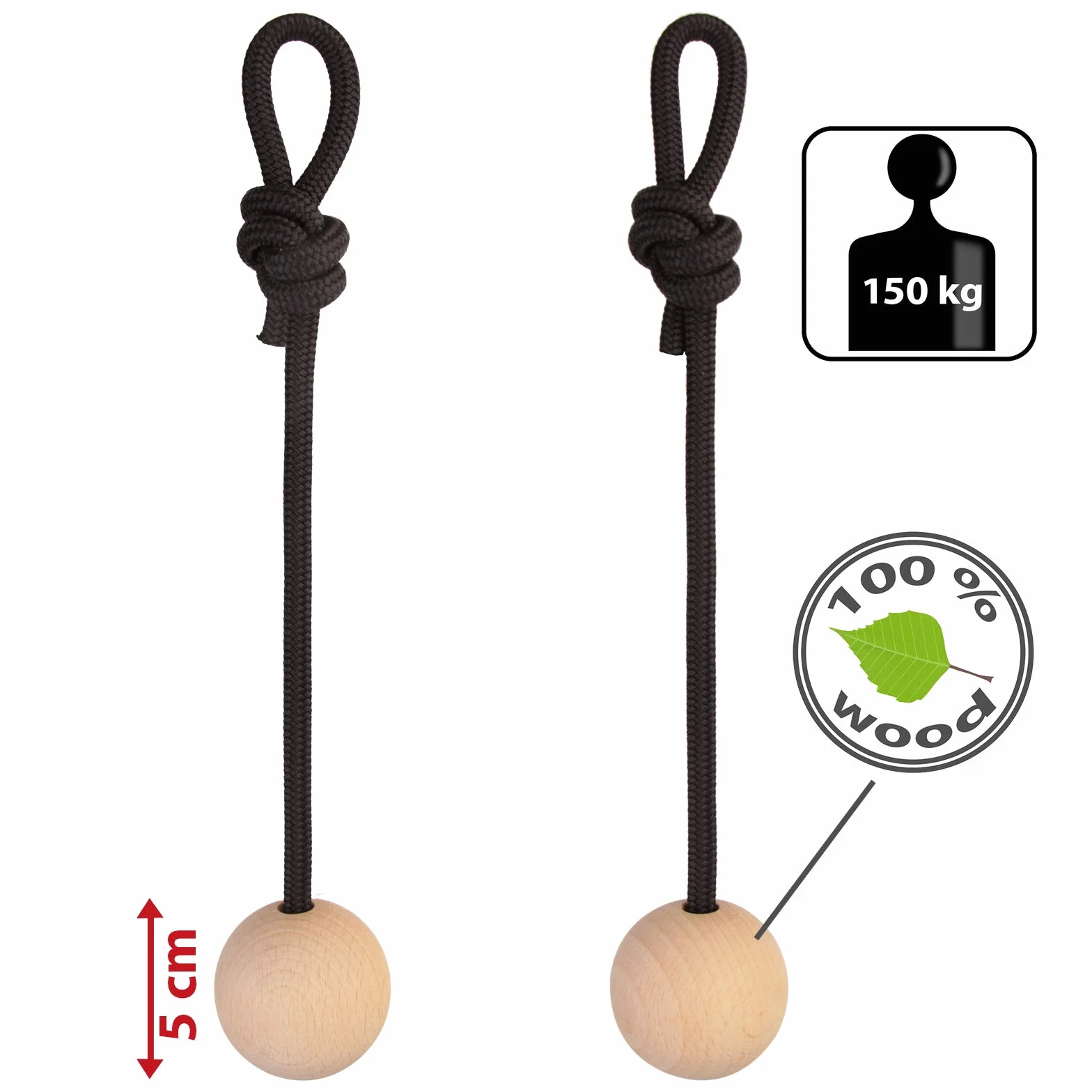 ALPIDEX ALPIDEX Para kul treningowych Grip Ball 2 sztuki w różnych rozmiarach zestaw dwóch kulek drewnianych trening fitness drewno bukowe