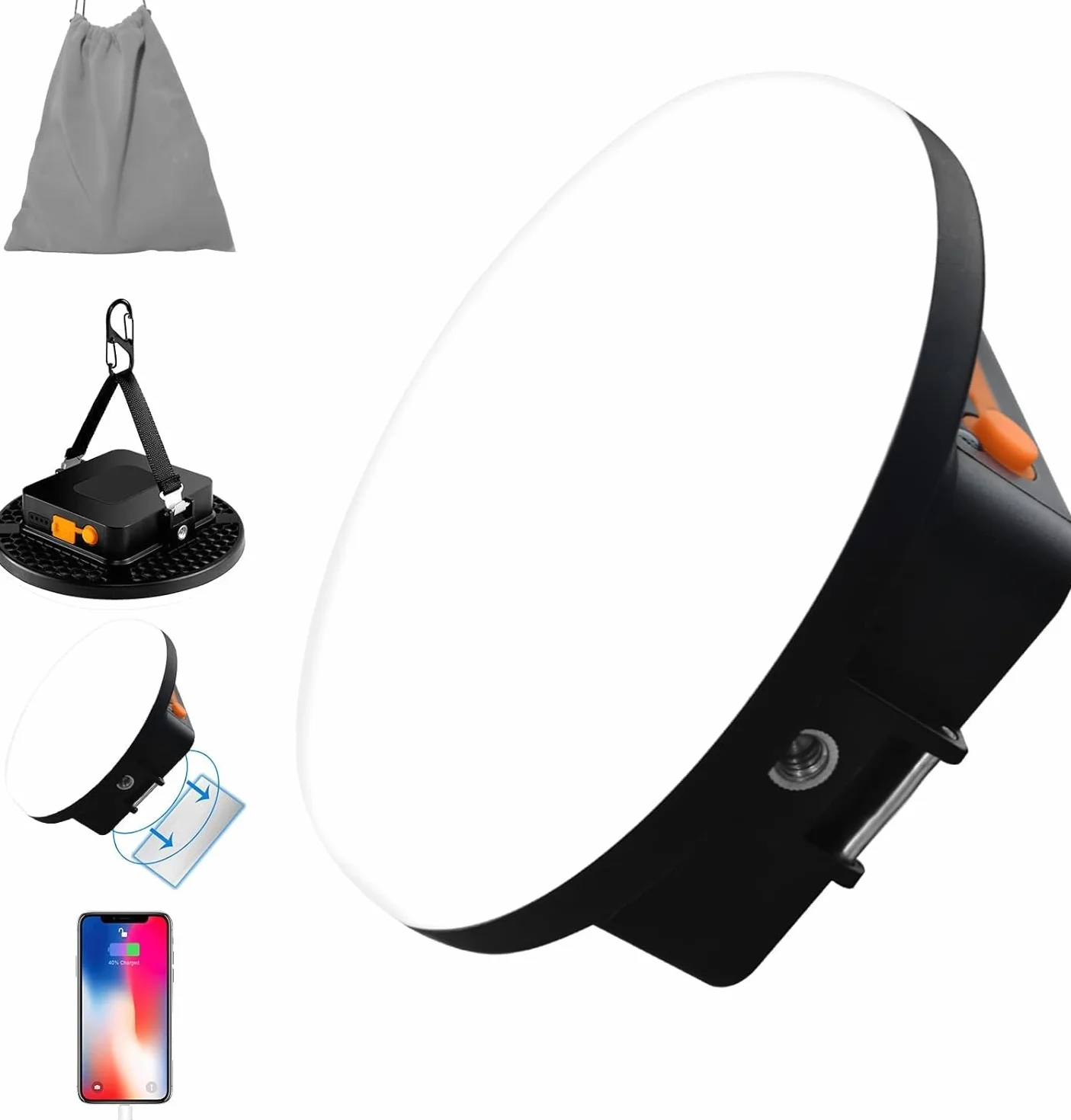 Lampa LED 12000 mAh Power Bank USB 2500 lm kempingowa z magnesem i portem nakrętki 1/4