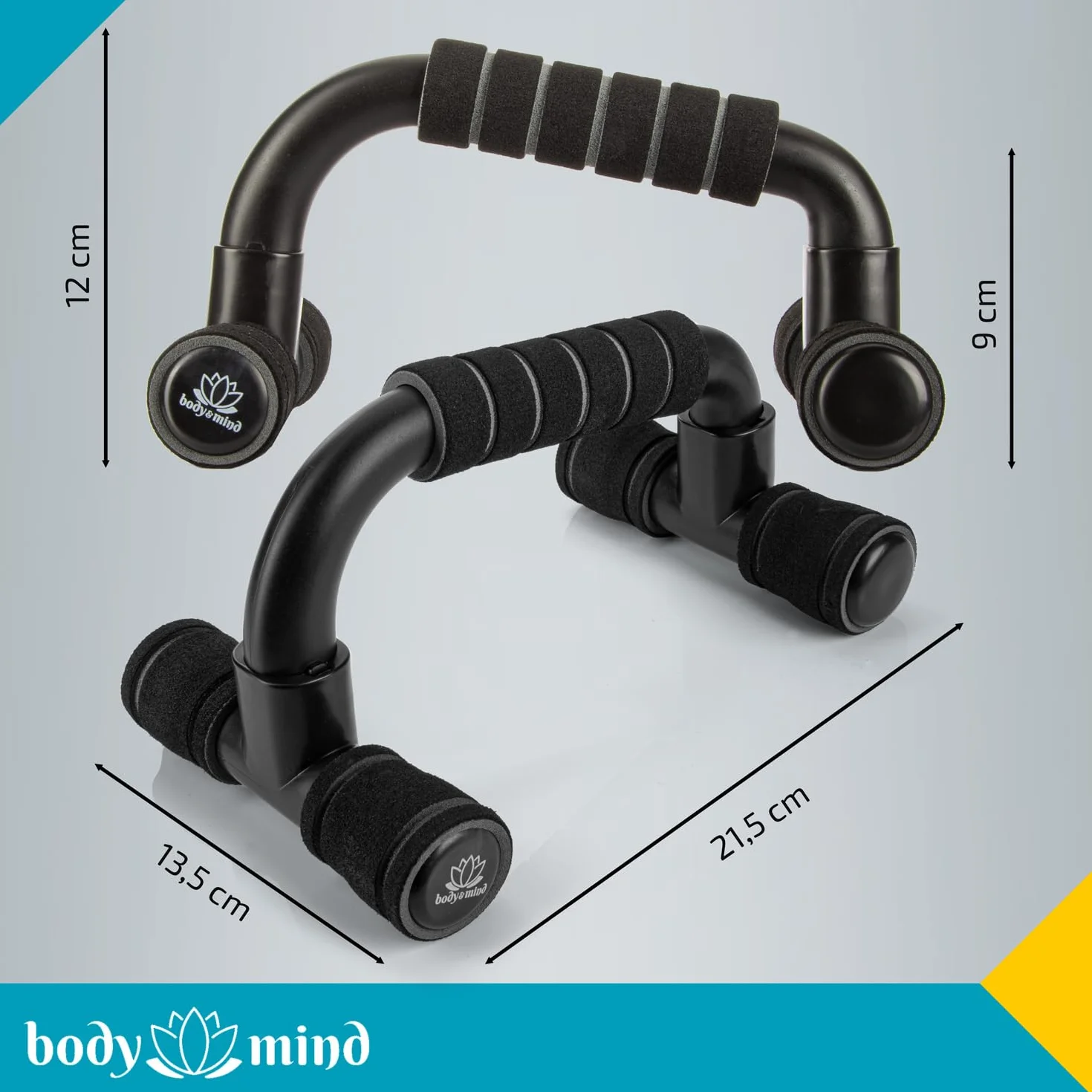 Body & Mind® Push-Up uchwyty do pompek; kompaktowe uchwyty treningowe stojak fitness do treningu całego ciała i efektywnych pompek; trening siłowy z bezpłatnym e-bookiem