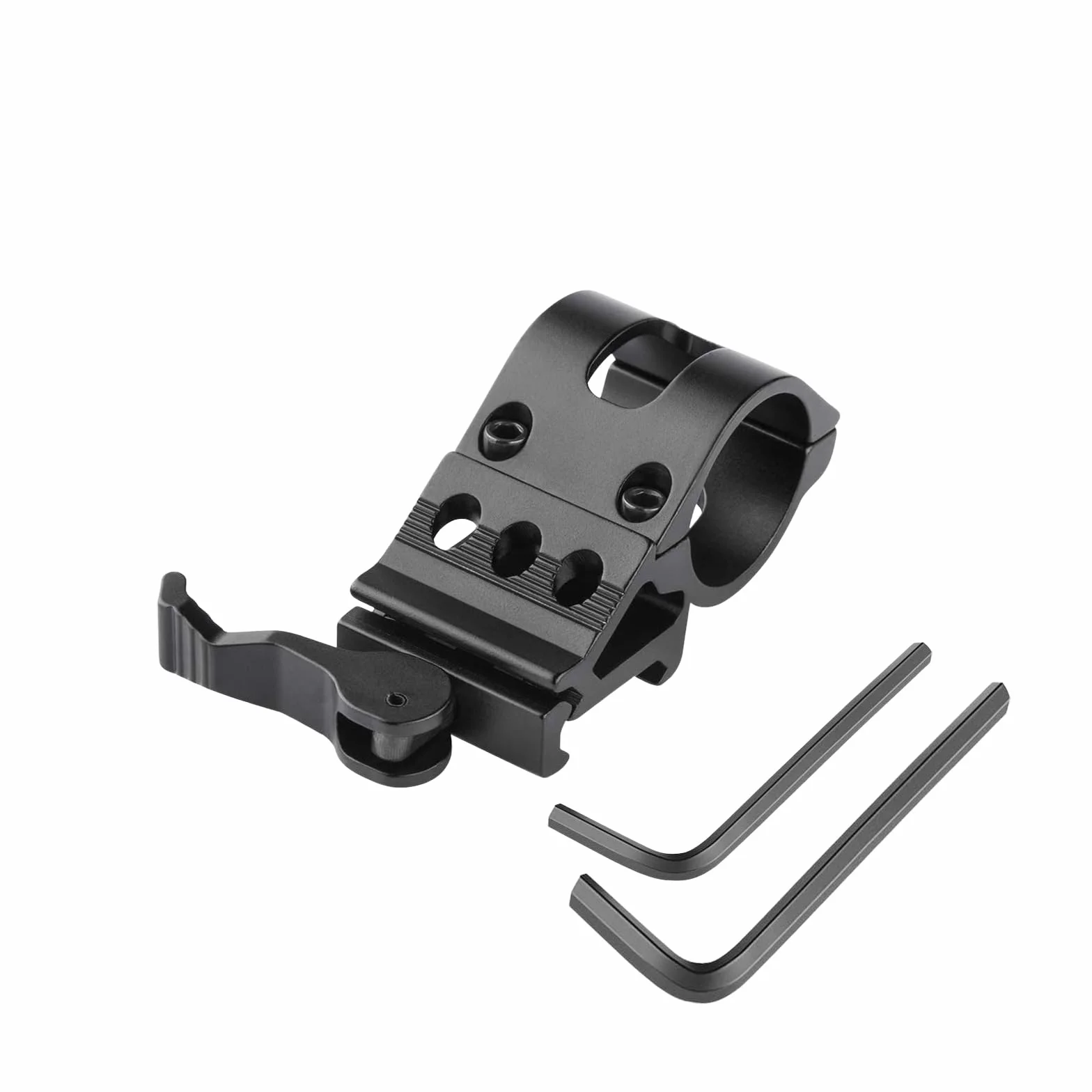 Uchwyt szybkomocujący do latarki, 21 mm szczelina, do rury o średnicy 25,4 mm, uchwyt na latarkę ze stopu aluminium, czarny | kompatybilny z soczewkami LED, latarką policyjną, bezpieczną