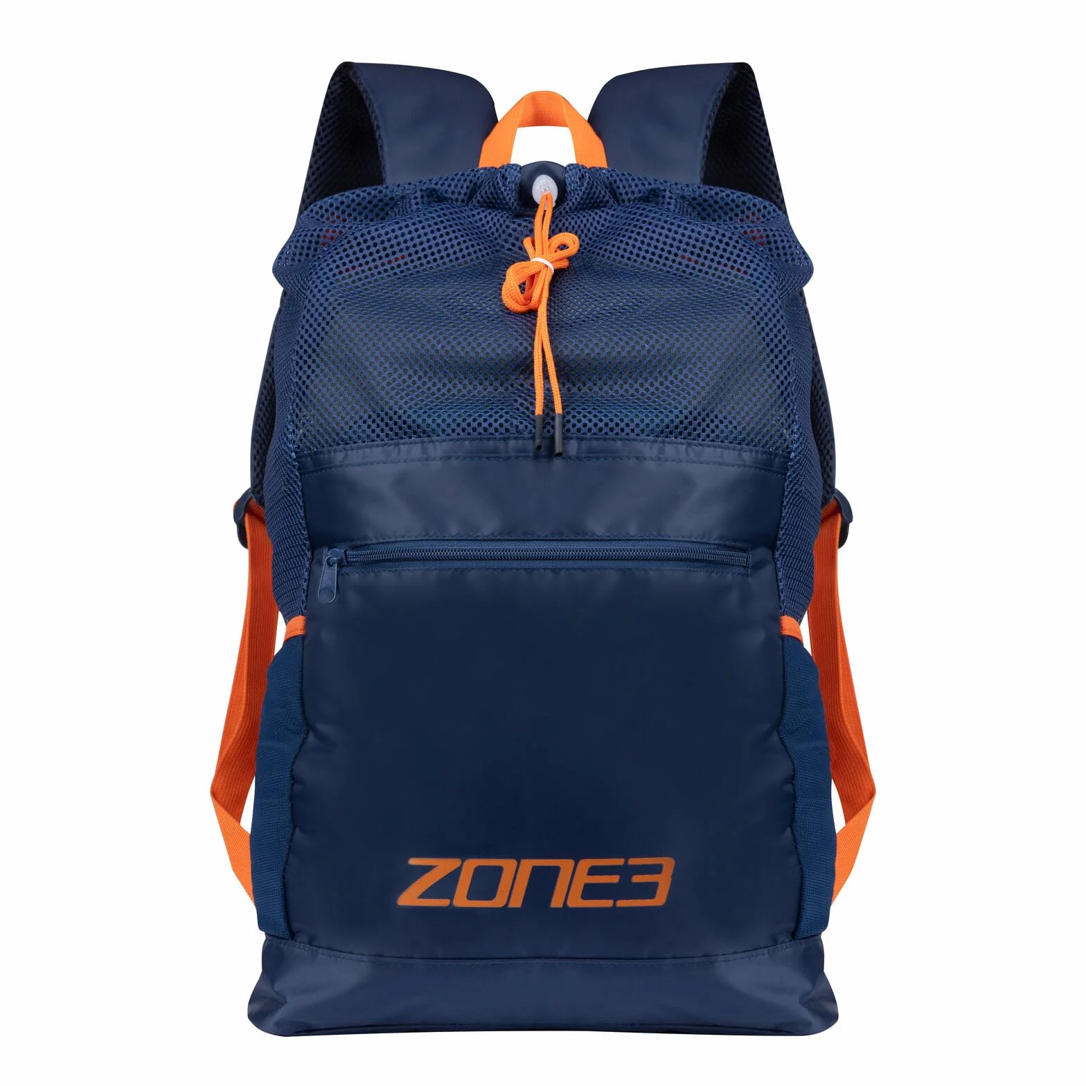 ZONE3 Mesh Training Backpack - Navy/Orange Large Swim Training Bag