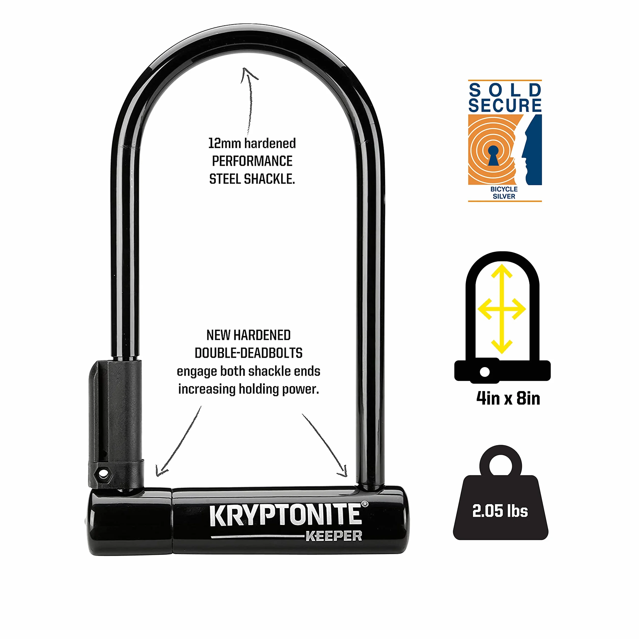 Kryptonite 004196 Standard Keeper 12 STD z blokadą wspornika, czarny, jeden rozmiar