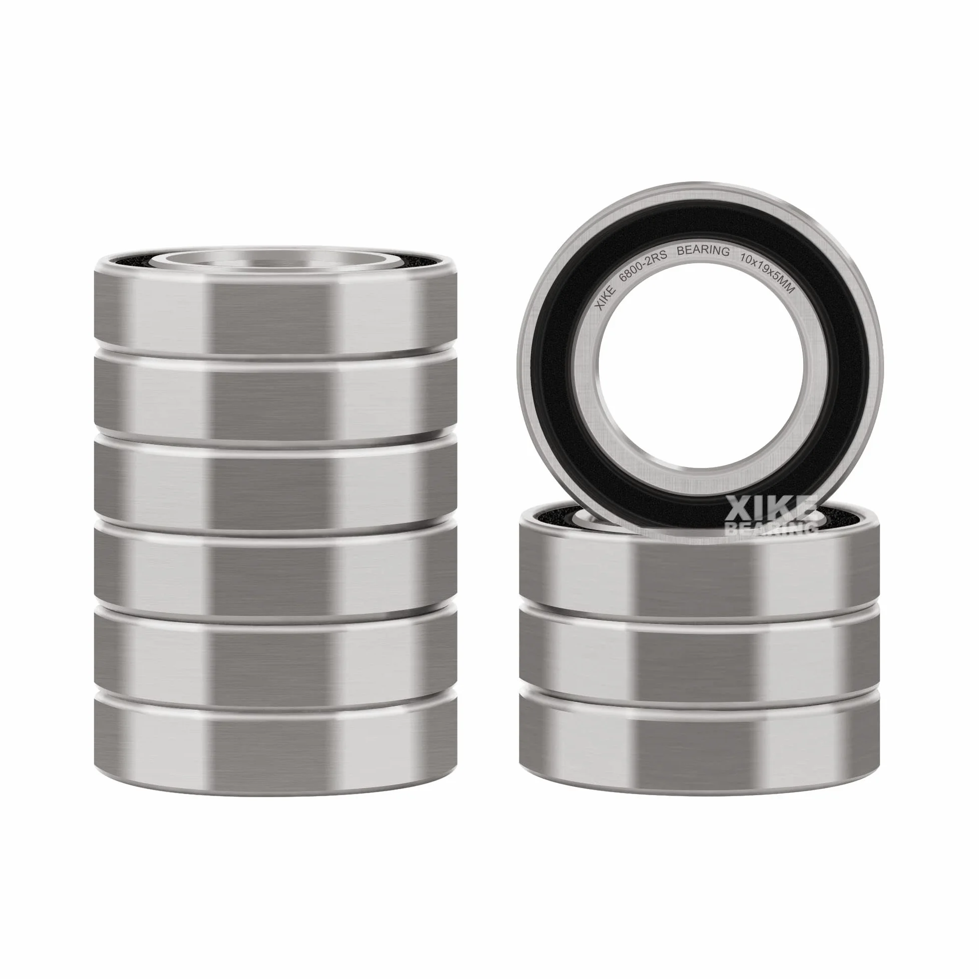 XiKe 6800-2RS Łożyska kulkowe 10x19x5mm Gumowe uszczelnione 6800RS Stal chromowa łożyska kulkowe zwykłe, 10 szt.