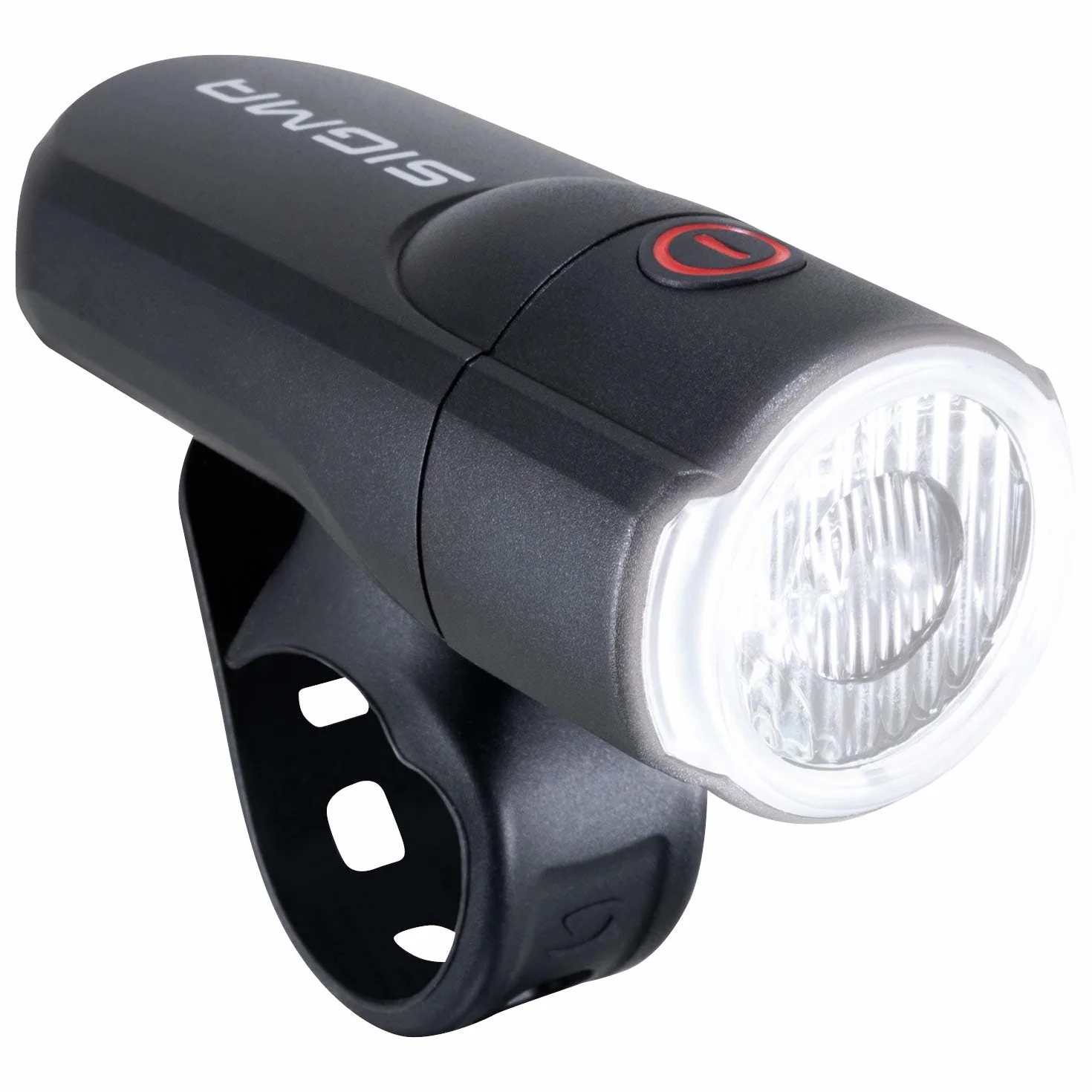 SIGMA AURA 30 | Lampka rowerowa LED o mocy 30 LUX | przednia lampka zasilana bateryjnie | 2 tryby świecenia | kolor: czarny