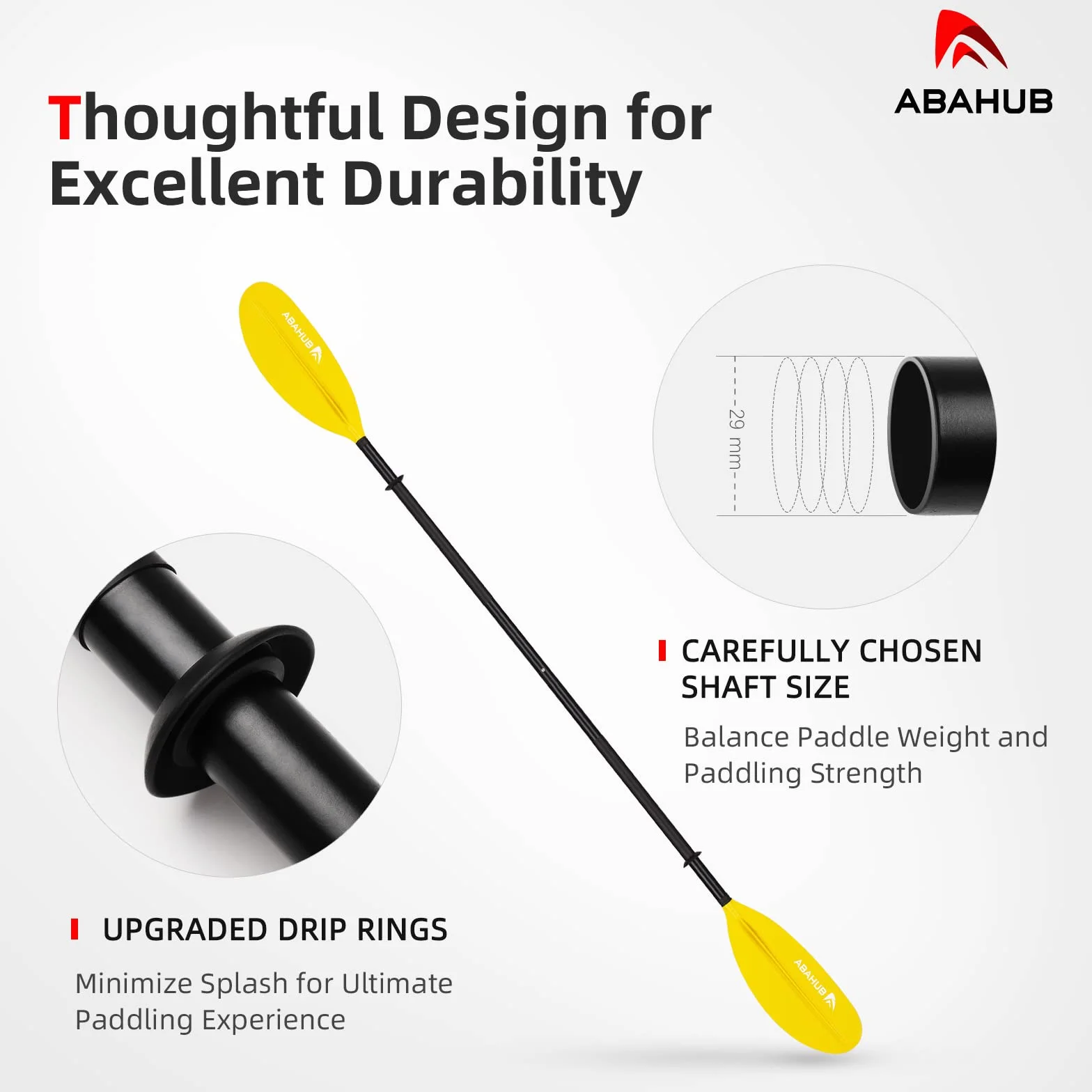 Kajak Wiosło Podwójne Aluminium 218/230/241cm Pręt ze Stopu Aluminium Plastikowe Ostrza Czarny/Biały/Niebieski/Zielony/Pomarańczowy/Żółty