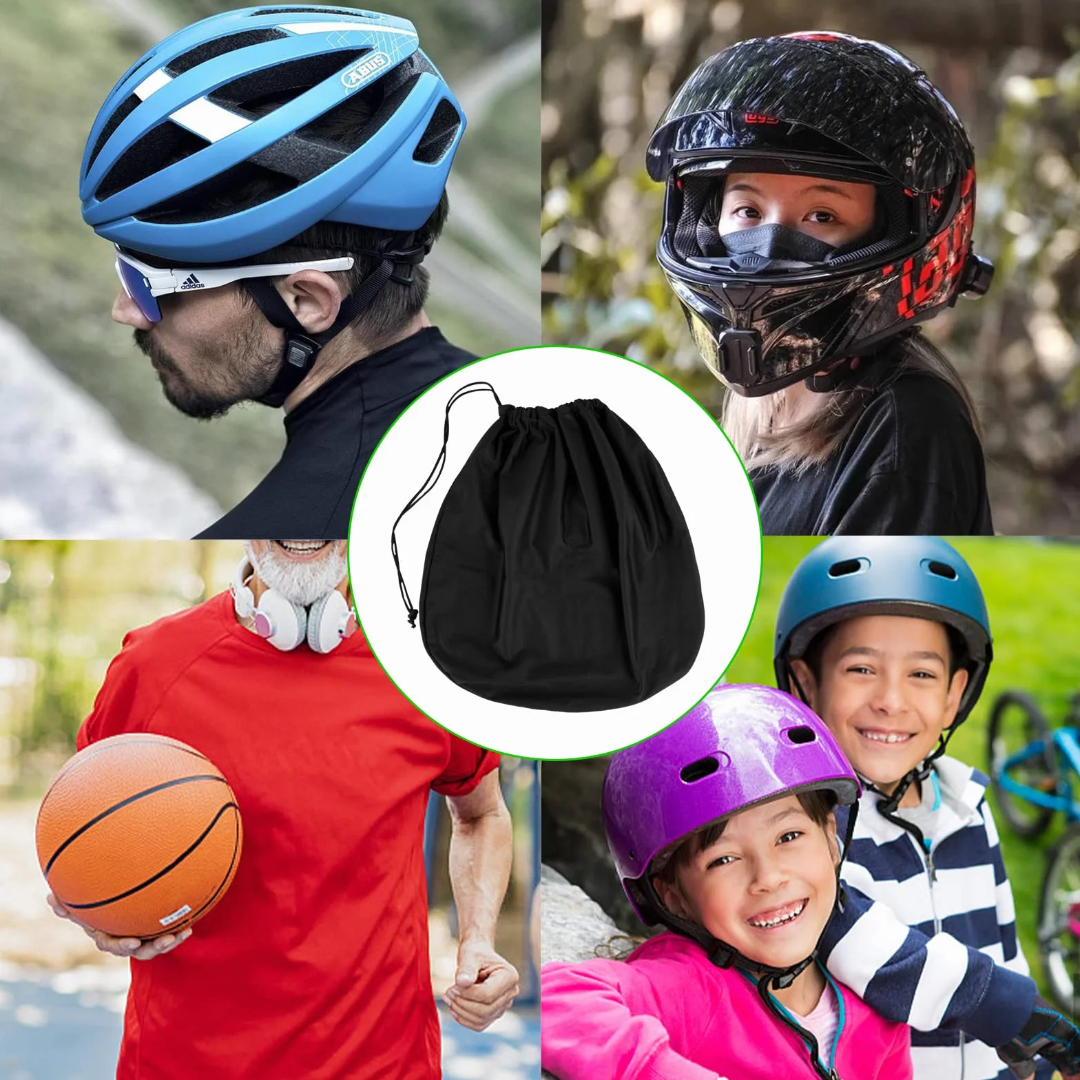 Torba na kask narciarski rowerowy jeździecki 47x43 cm czarna