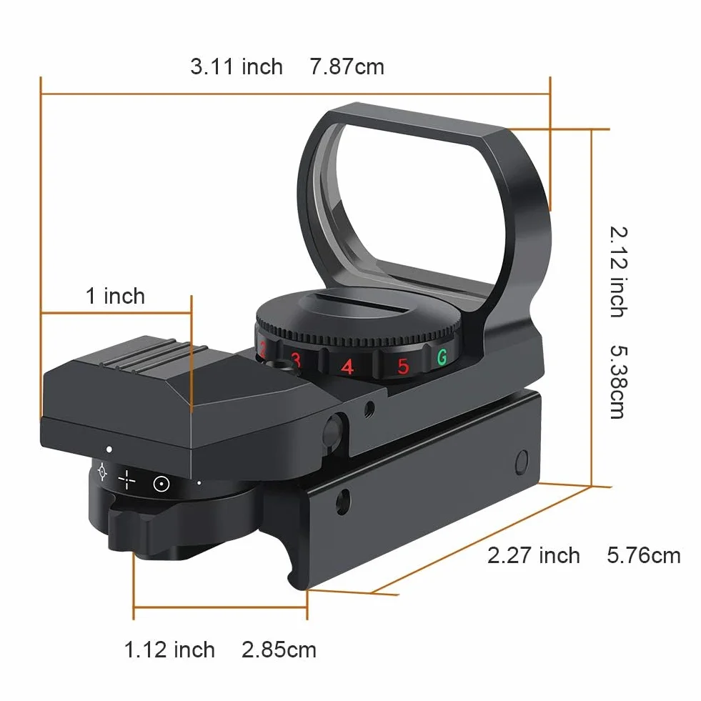 Feyachi RS-28 Red Dot Visor Zielony Reflex Sight z Regulowanym Tactical Reticle Scope Kompatybilny z 20mm / 22mm Picatinny