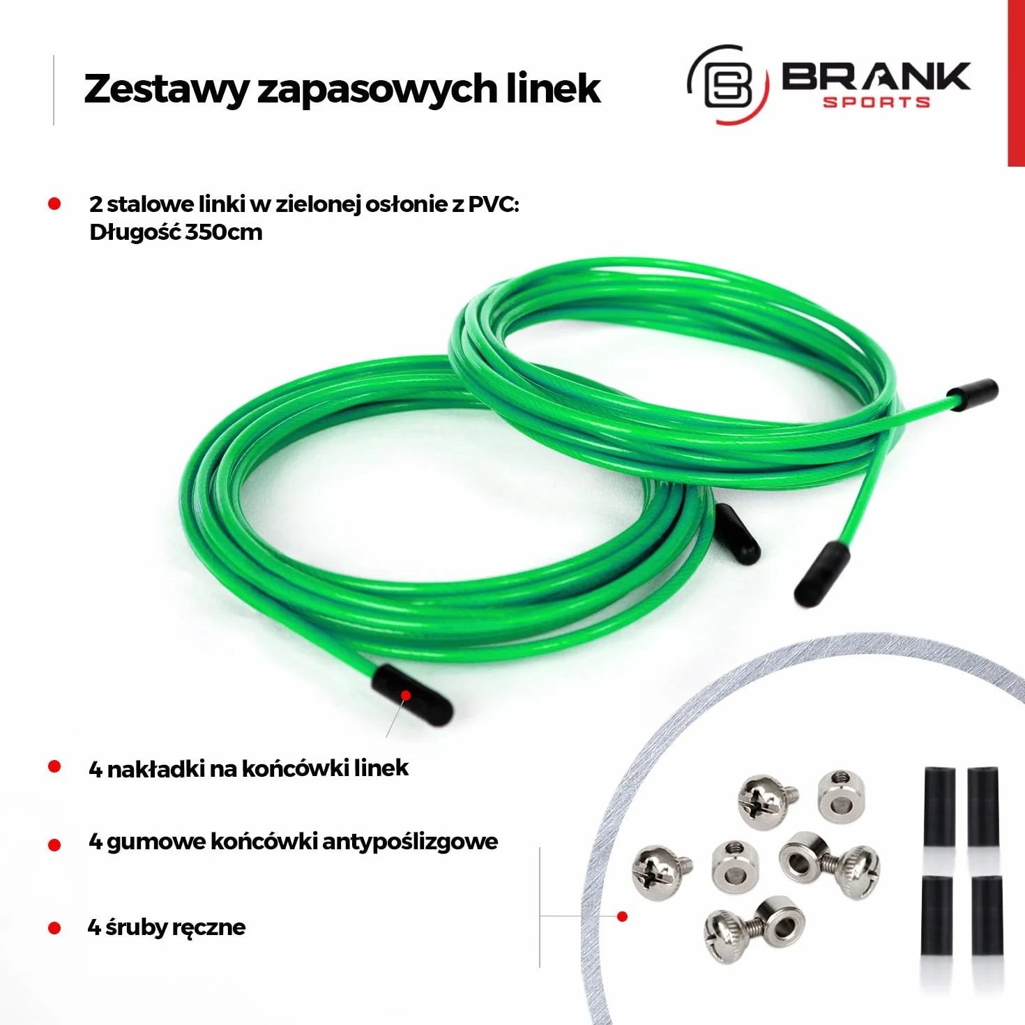 Zestaw zapasowych kabli stalowych do skakanek 3m50 2 średnice 7 kolorów