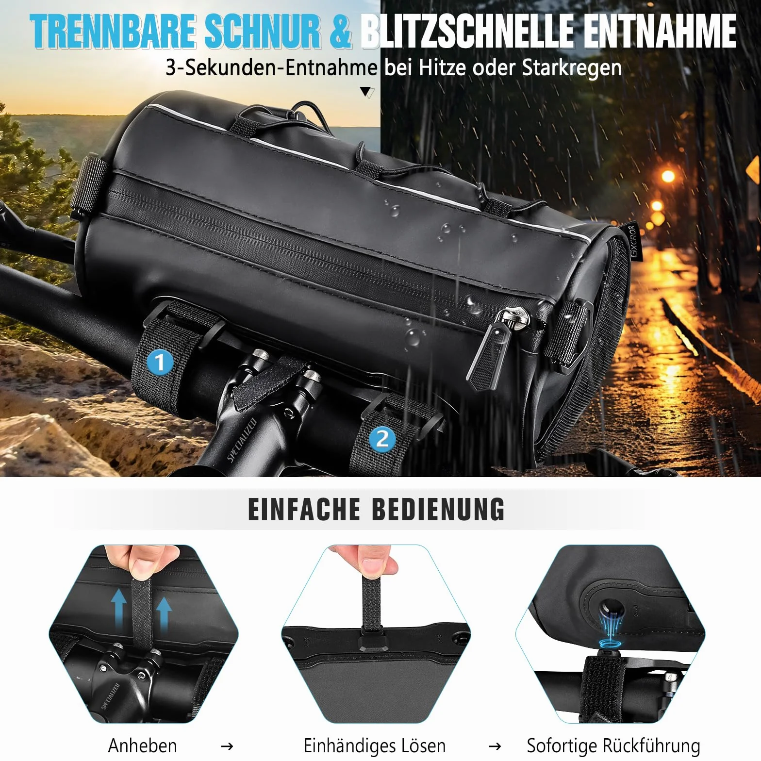 Torba na kierownicę rowerową wodoodporna 2,4 l do bikepacking