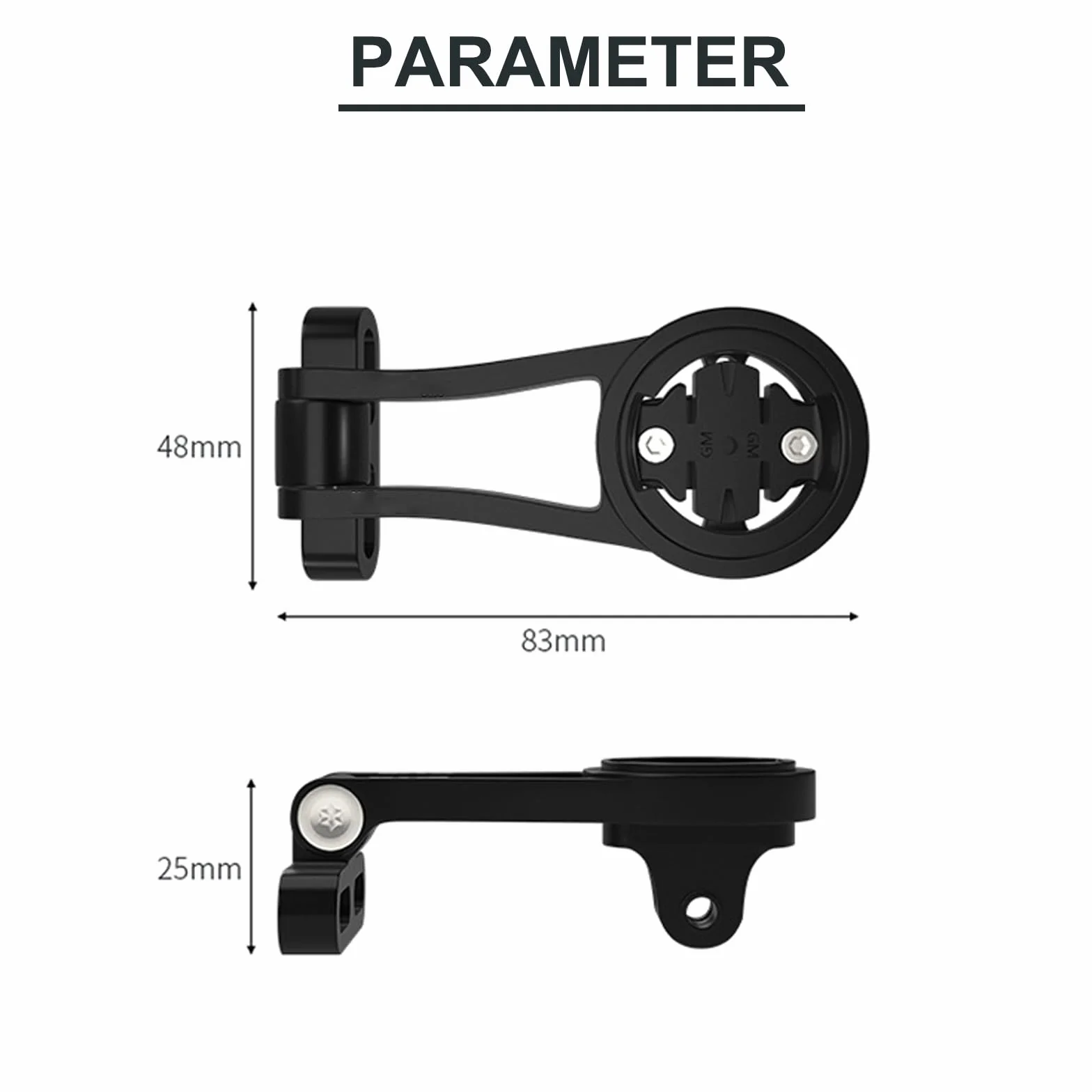 Regulowany uchwyt na komputer rowerowy do roweru szosowego (stop aluminium) Kompatybilny z Garmin Edge, Wahoo Elemnt, Bryton, Cateye, kamerą GoPro i lampą (Czarny)