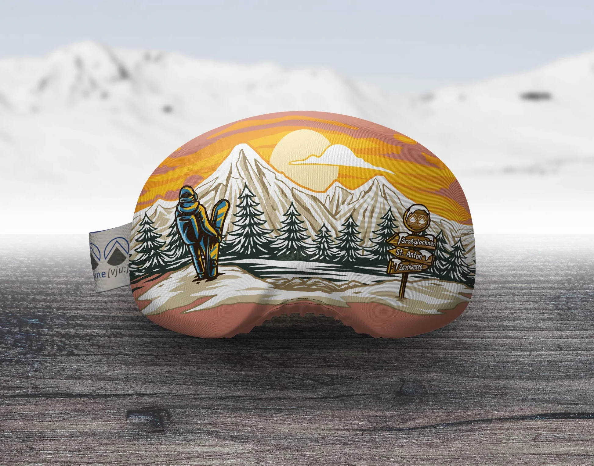 Ochrona gogli | Osłona ochronna na gogle | elastyczna z mikrofibry | unisex (Sunset Snowboard)