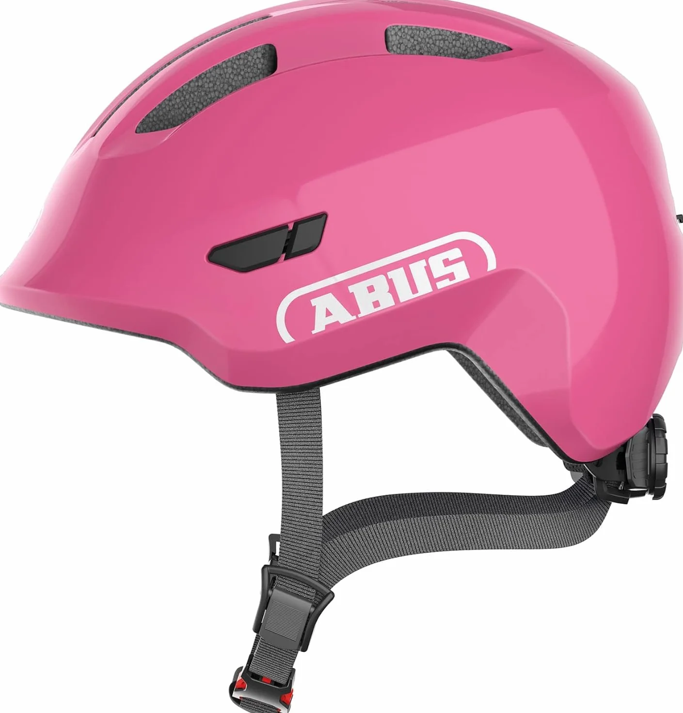 ABUS Kask dzieci?cy Smiley 3.0 – kask rowerowy z g??bokim dopasowaniem, wzór odpowiedni dla dzieci i miejsce na warkocz, dla dziewcz?t i ch?opców, ró?owy, b?yszcz?cy, rozmiar M