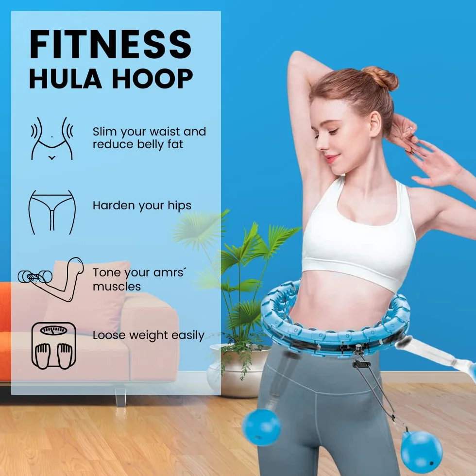 Inteligentny pierścień fitness Hula Hoop z wagą, regulacja talii do 130 cm, 24 sekcje