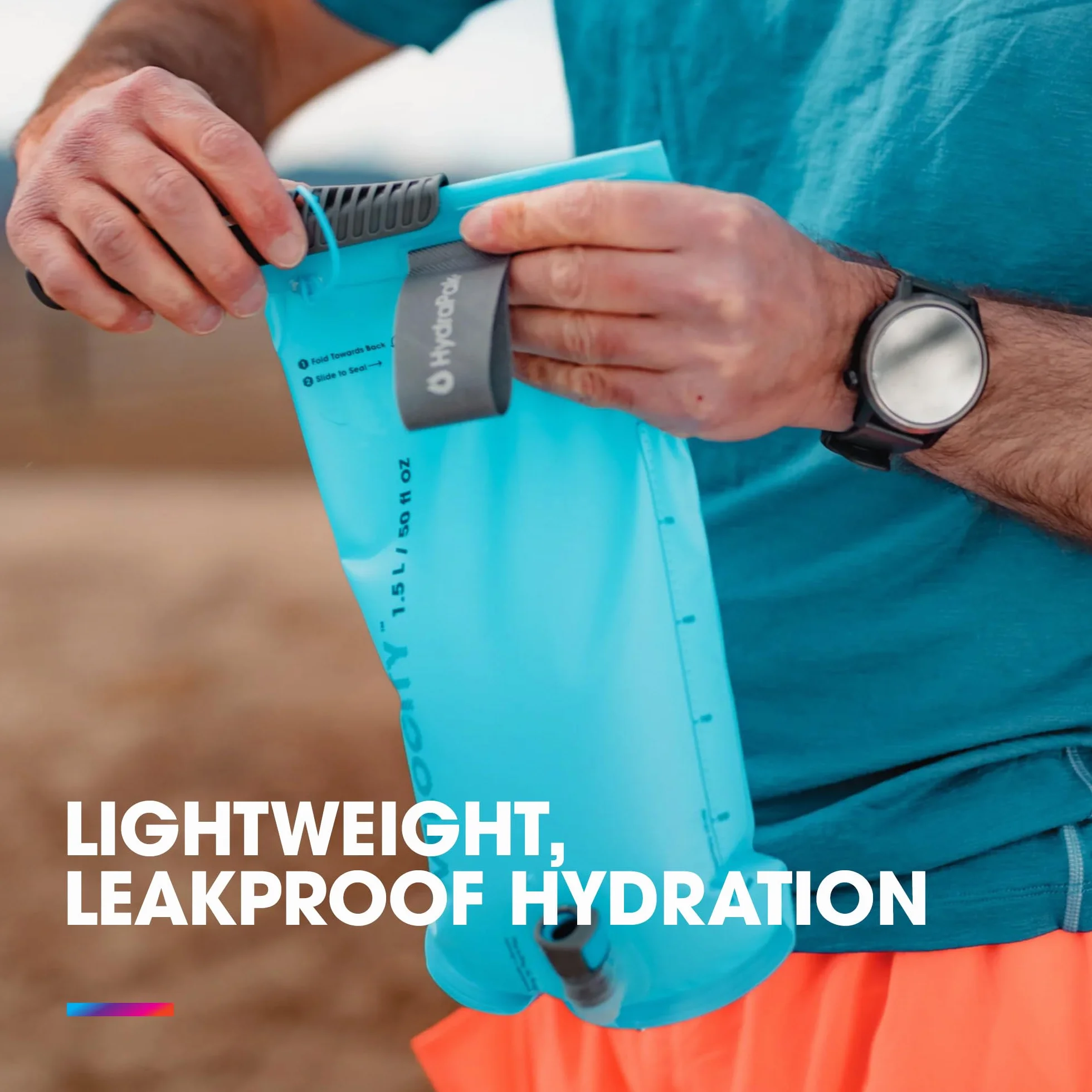 HydraPak Velocity zbiornik wodny 1,5 l 2 l wąski pęcherz samouszczelniający zawór szczelny odwracalny mycie w zmywarce