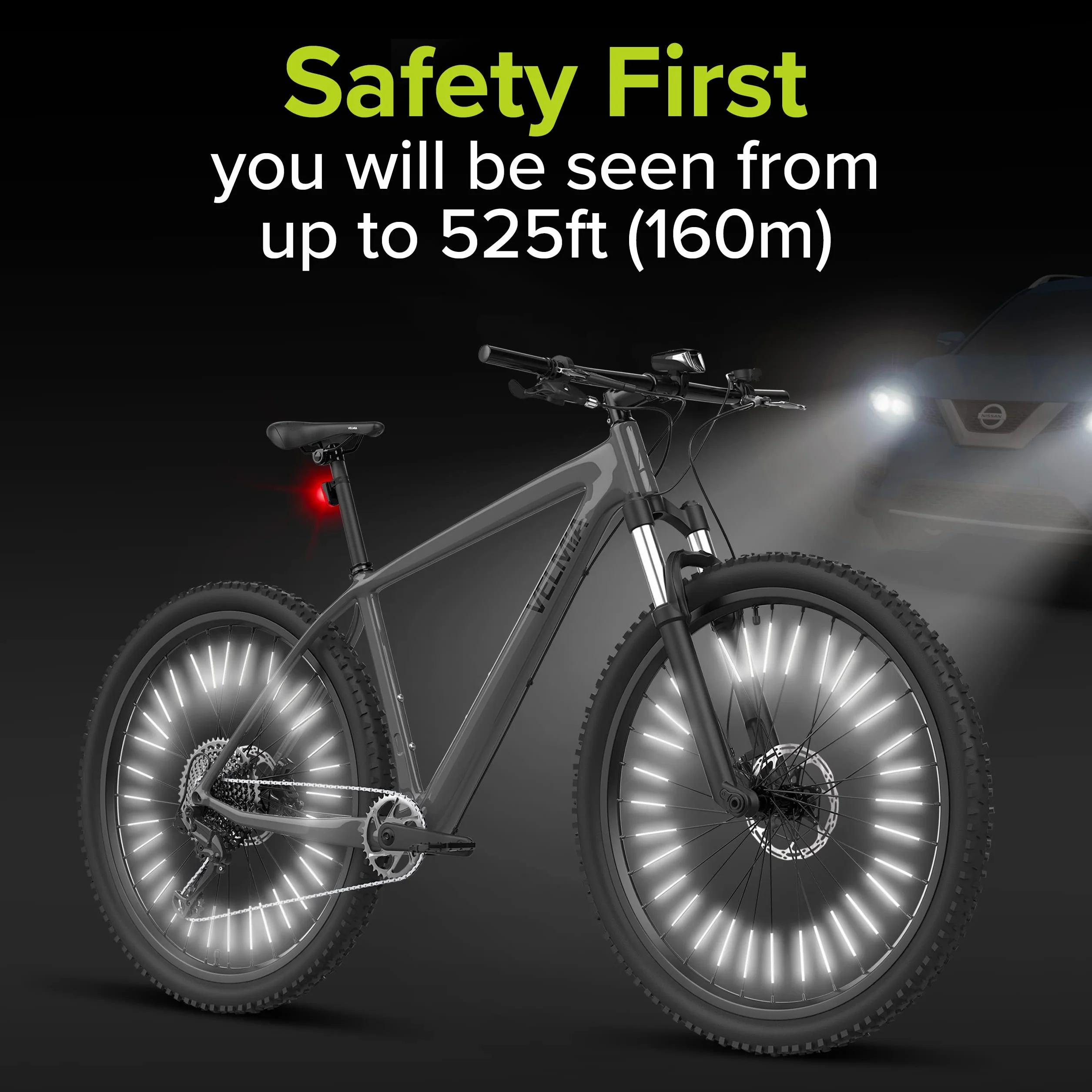 Velmia Reflektory rowerowe do jazdy nocą, widoczność 360° i łatwy montaż, odblaski ze szprychami rowerowymi 3M Scotchlite, odblaskowe szprychy rowerowe, szprychy rowerowe, odblaskowe szprychy