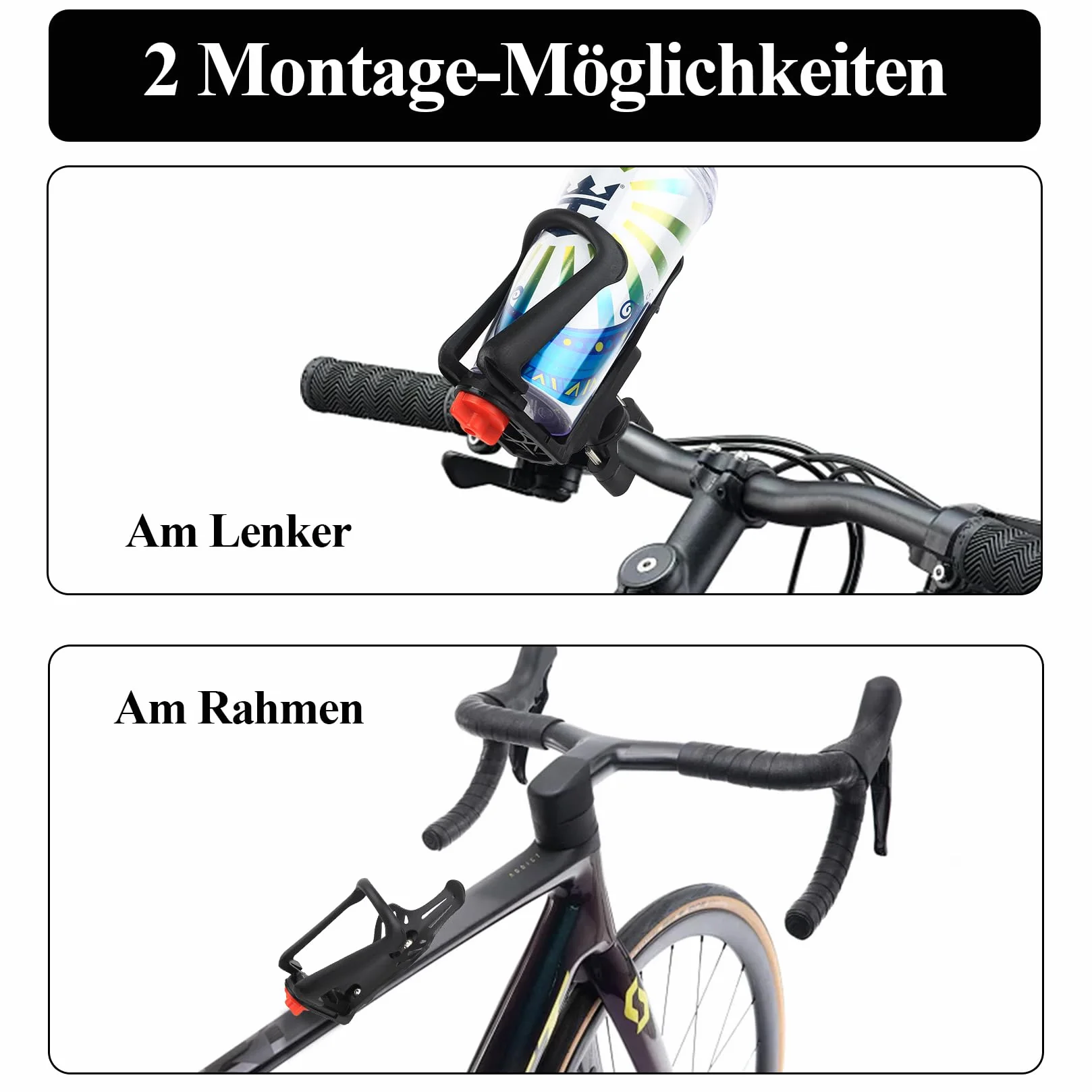 Regulowany uchwyt na bidon rowerowy 48-71mm do ramy i kierownicy 20-35 mm