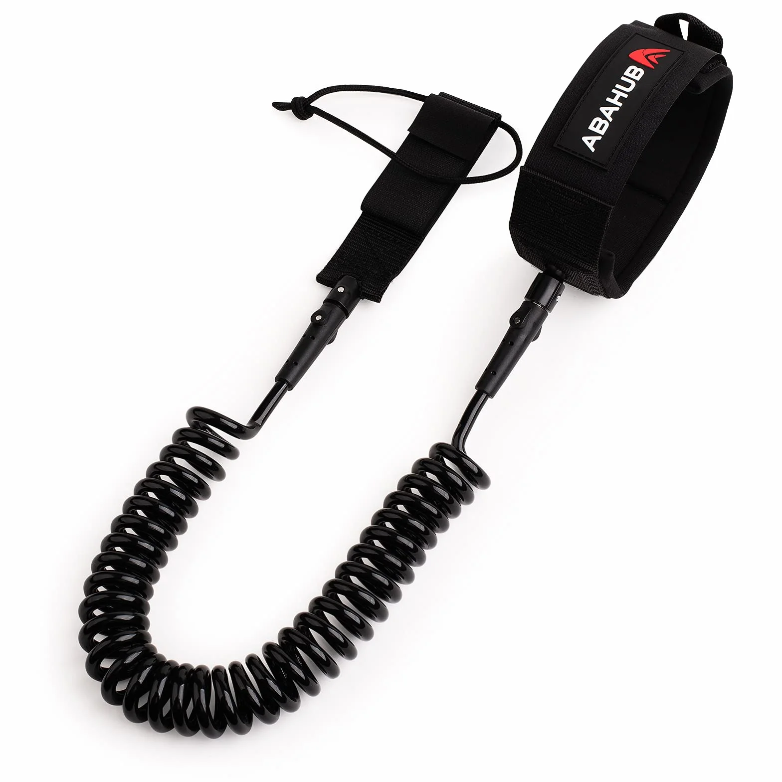 Abahub Wysokiej jakości zwijana smycz SUP, stand up Paddleboard Legrope, 3 m, czarna, grubość 7 mm, do deski surfingowej, deskorolki Boogie