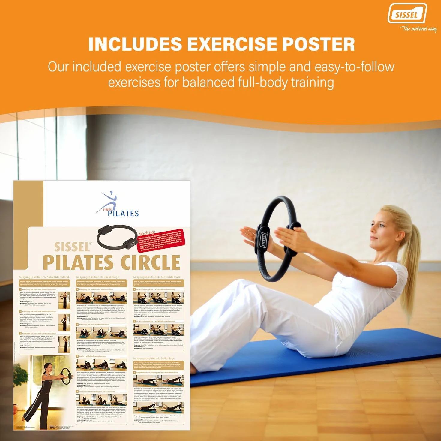 SISSEL PILATES Circle, pierścień do pilatesu z antypoślizgowymi uchwytami
