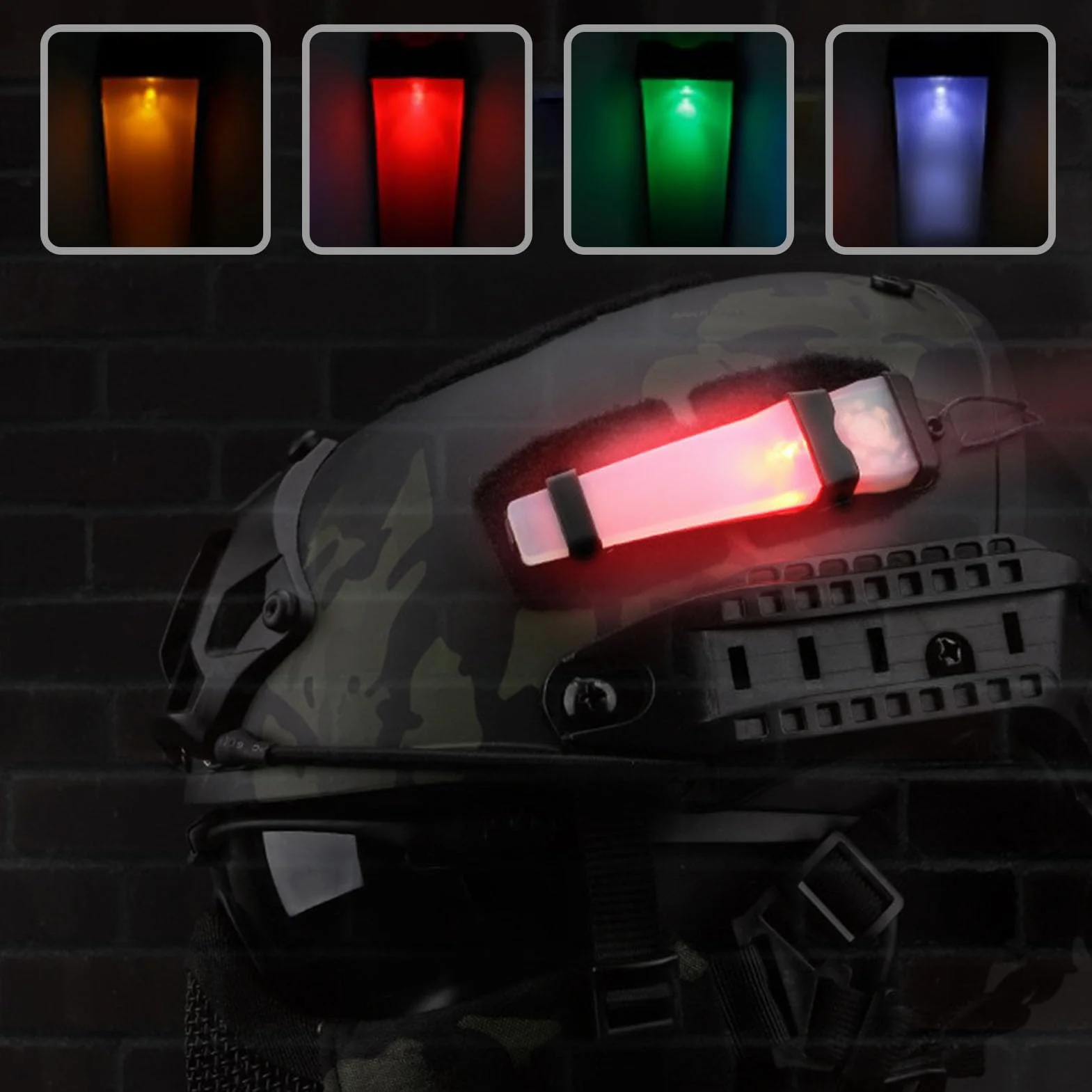 Hełm Survival Signal Light, Wodoodporny Marker Identyfikacji Osobistej, Lekki 150 MAh, Czarny z Pomarańczowym Światłem