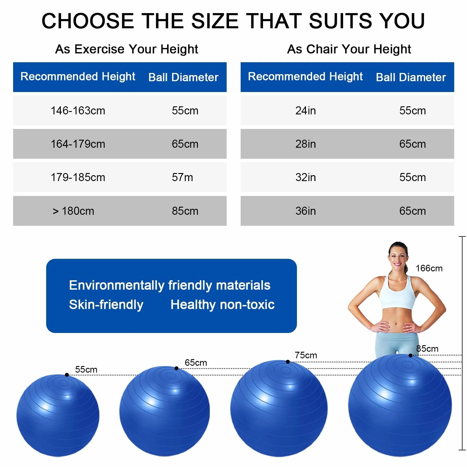 flintronic 85 cm piłka fitness, odporna na pękanie i stabilność, z pompką, narzędziem z nasadką i instrukcją do gimnastyki, jogi, ćwiczeń równowagi, treningu, fitnessu
